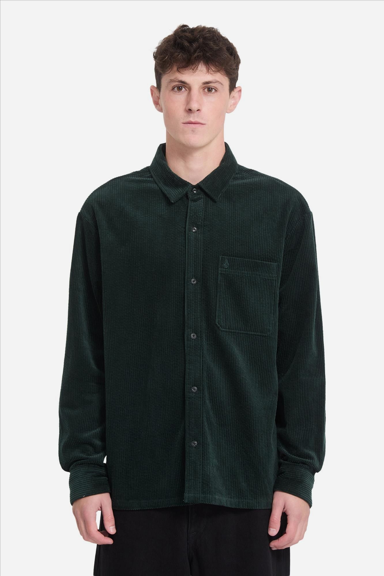Volcom - Donkergroen Fostered Cord hemd