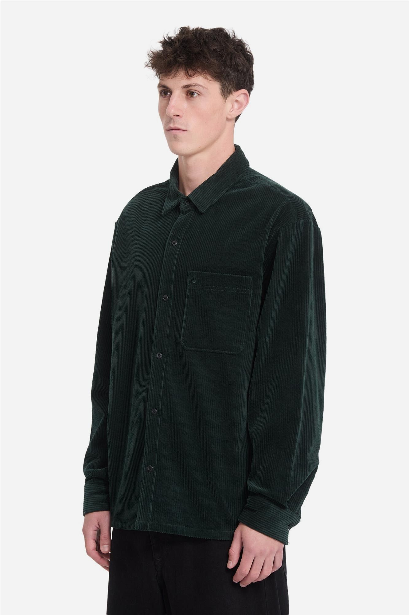 Volcom - Donkergroen Fostered Cord hemd