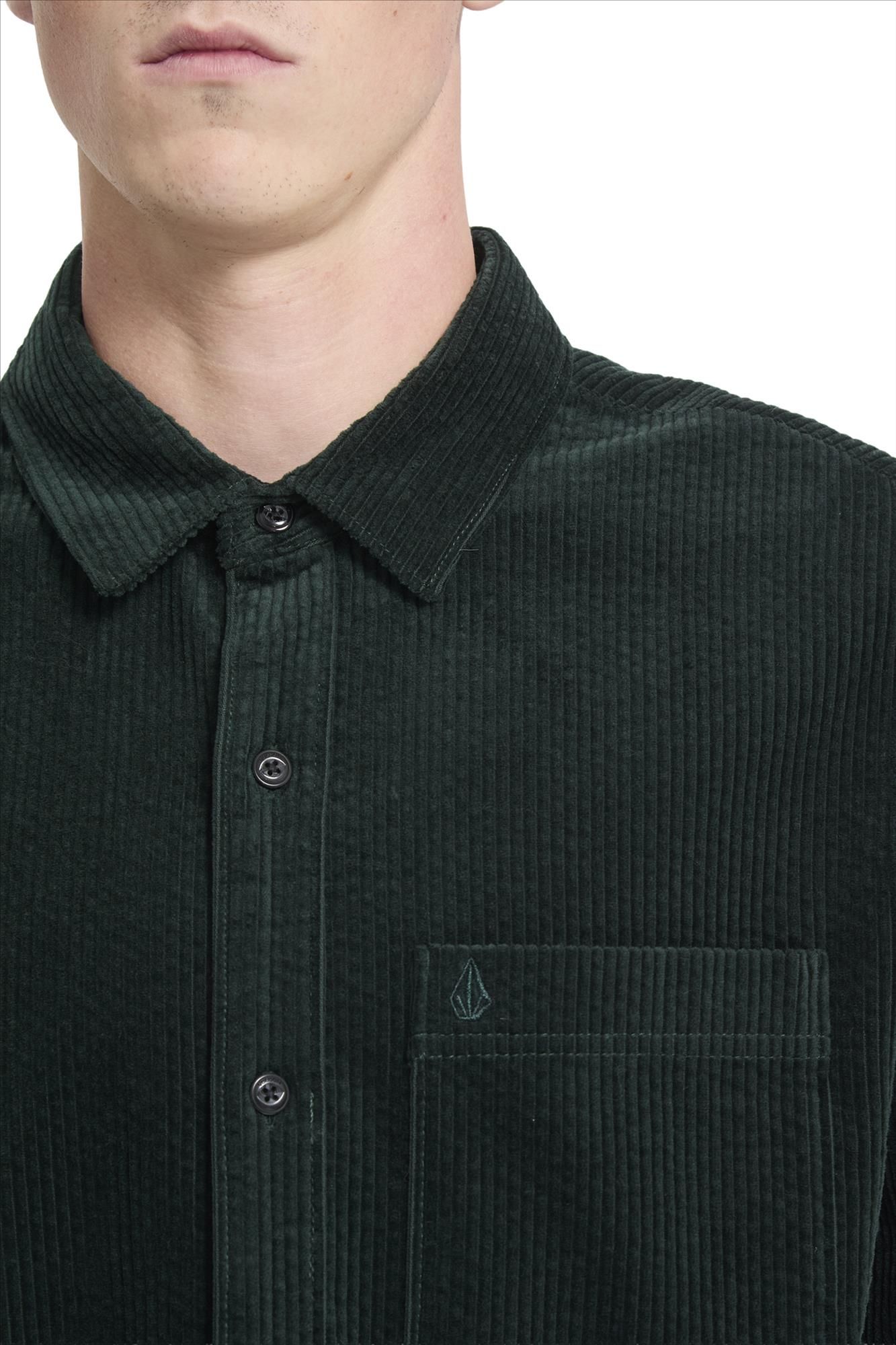 Volcom - Donkergroen Fostered Cord hemd