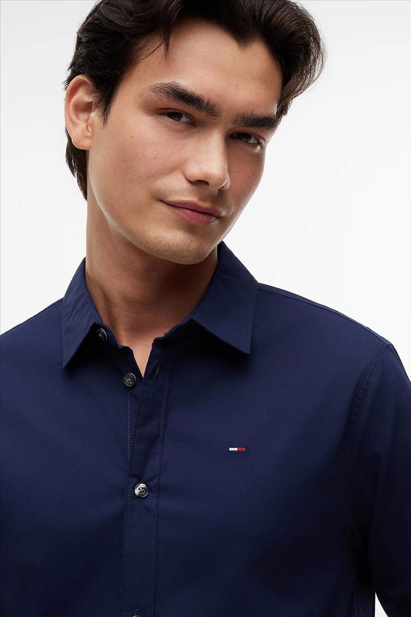 Tommy Jeans - Donkerblauw Original Stretch hemd