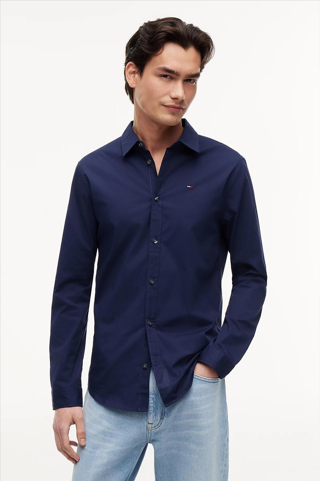Tommy Jeans - Donkerblauw Original Stretch hemd