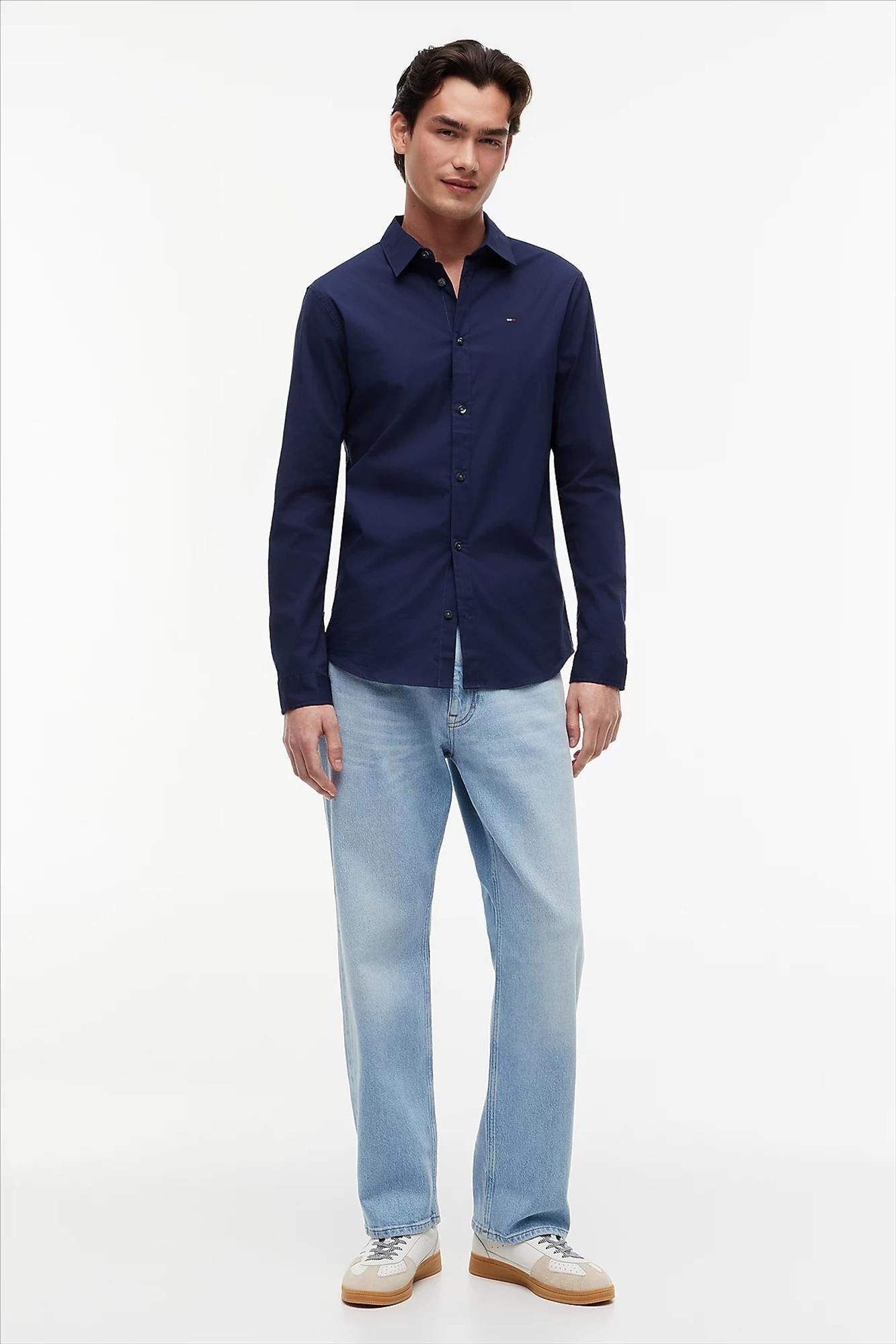 Tommy Jeans - Donkerblauw Original Stretch hemd