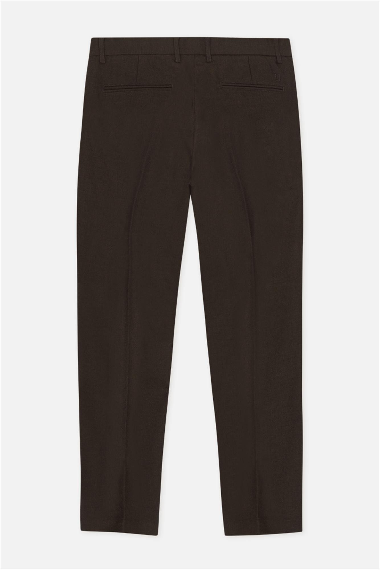 LES DEUX  - Donkerbruine Brushed Twill regular kostuumbroek