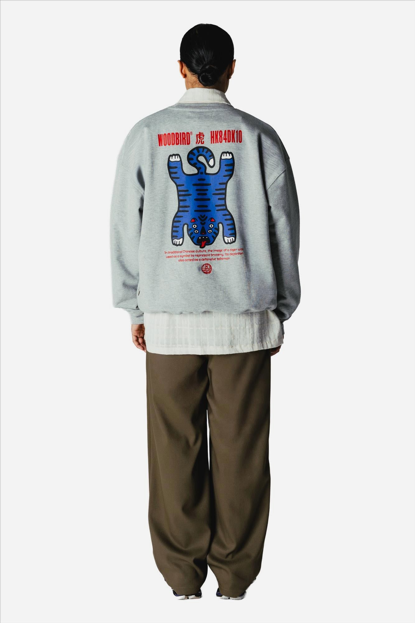 WOODBIRD - Grijze Duke Tiger sweater