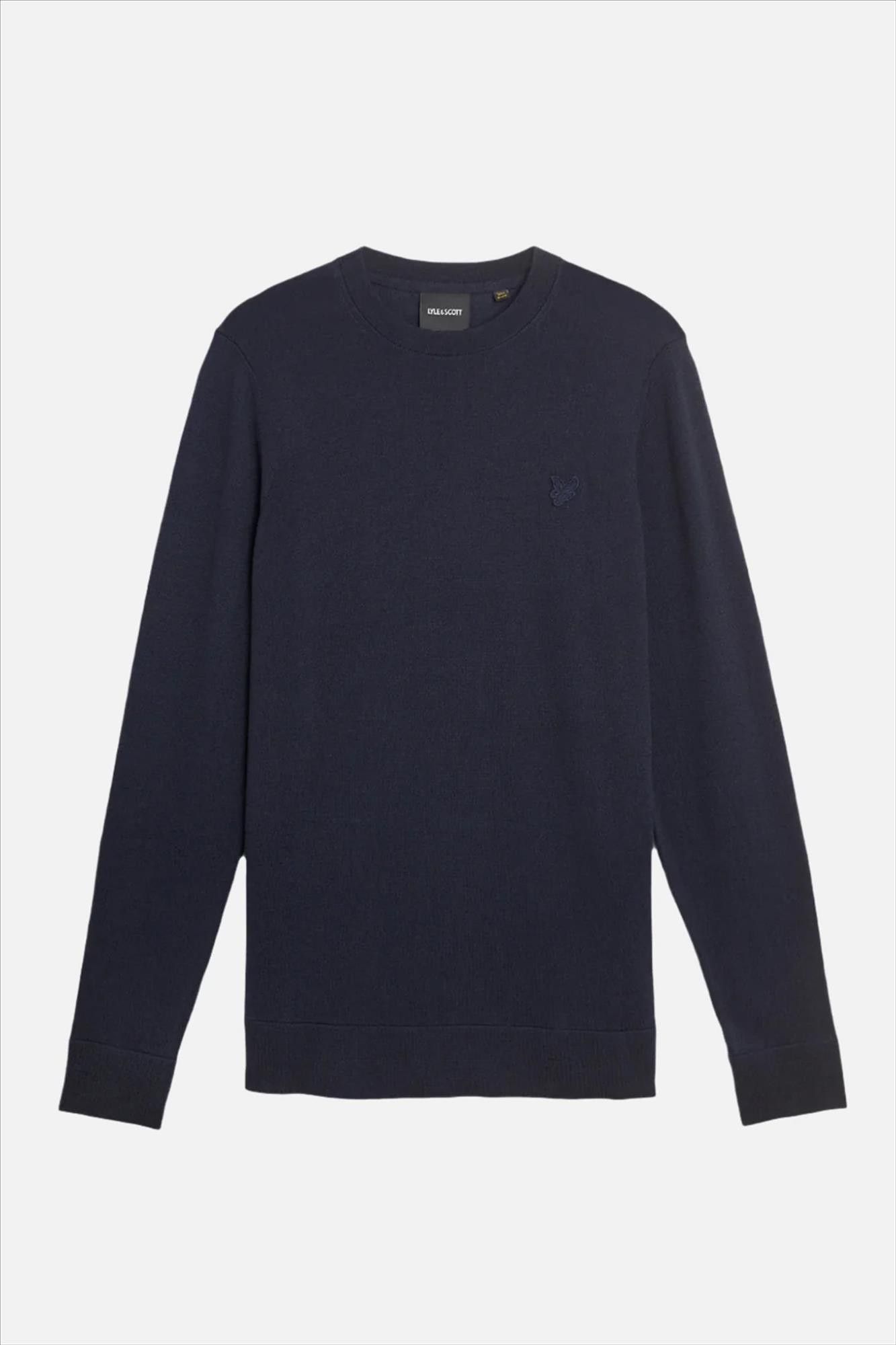 Lyle & Scott - Donkerblauwe Tonal Superfine trui