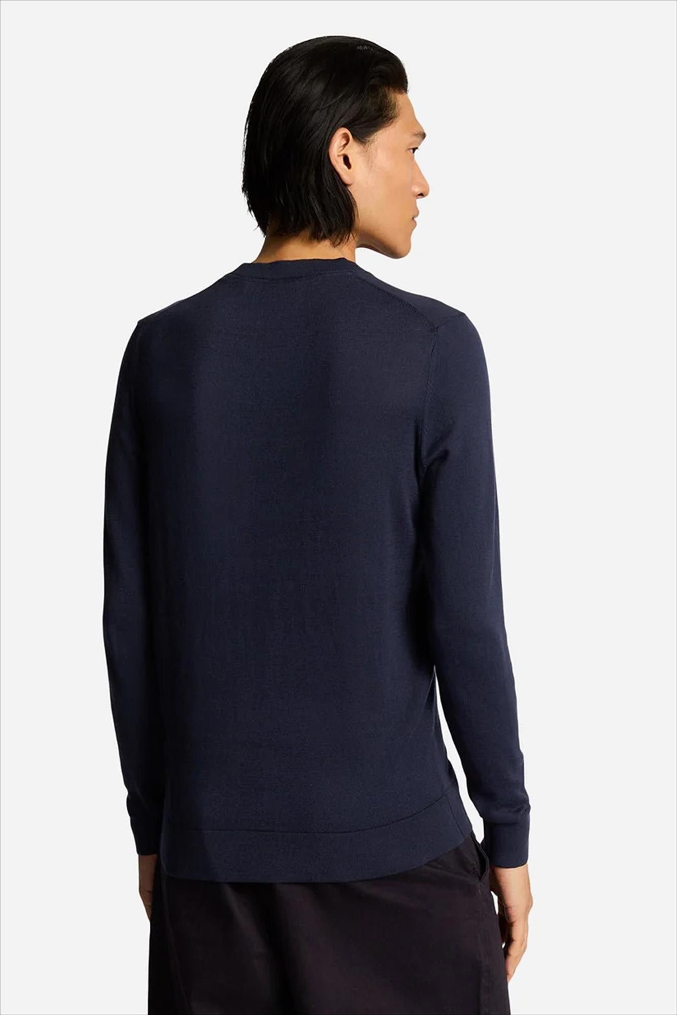 Lyle & Scott - Donkerblauwe Tonal Superfine trui