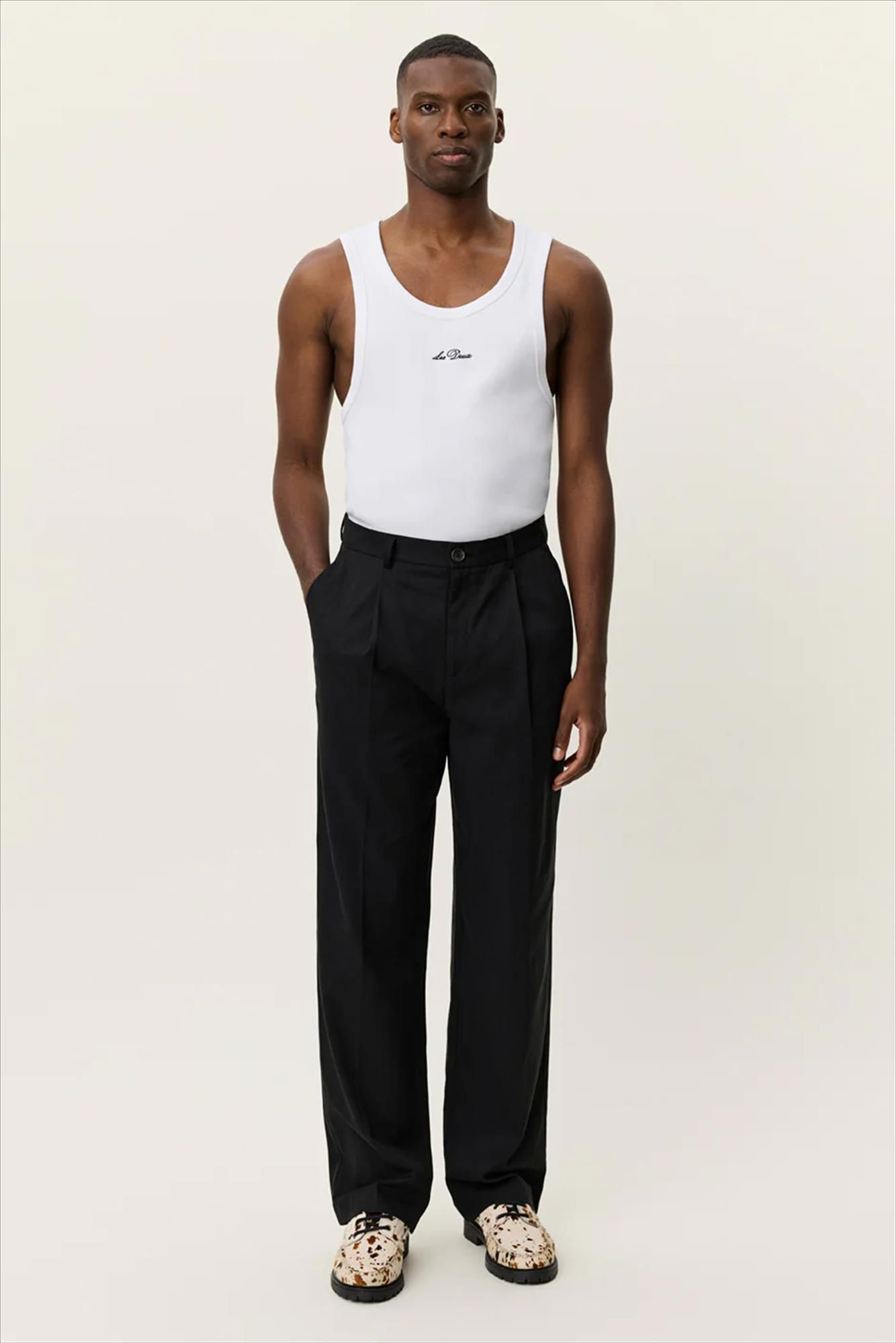 LES DEUX  - Zwarte Reece Pleated Twill broek