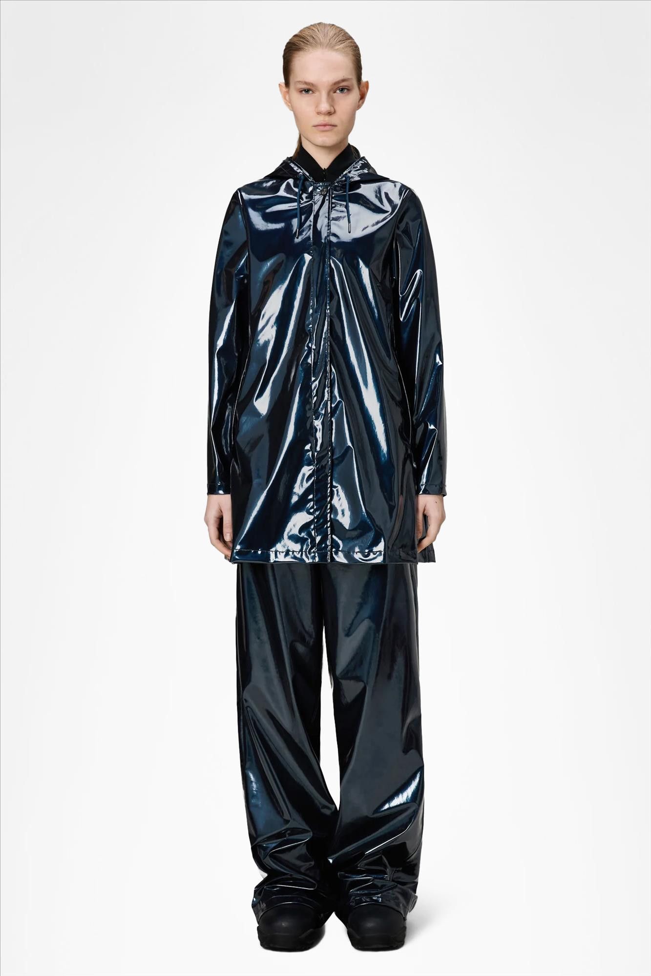 RAINS - Donkerblauwe A-Line W jas