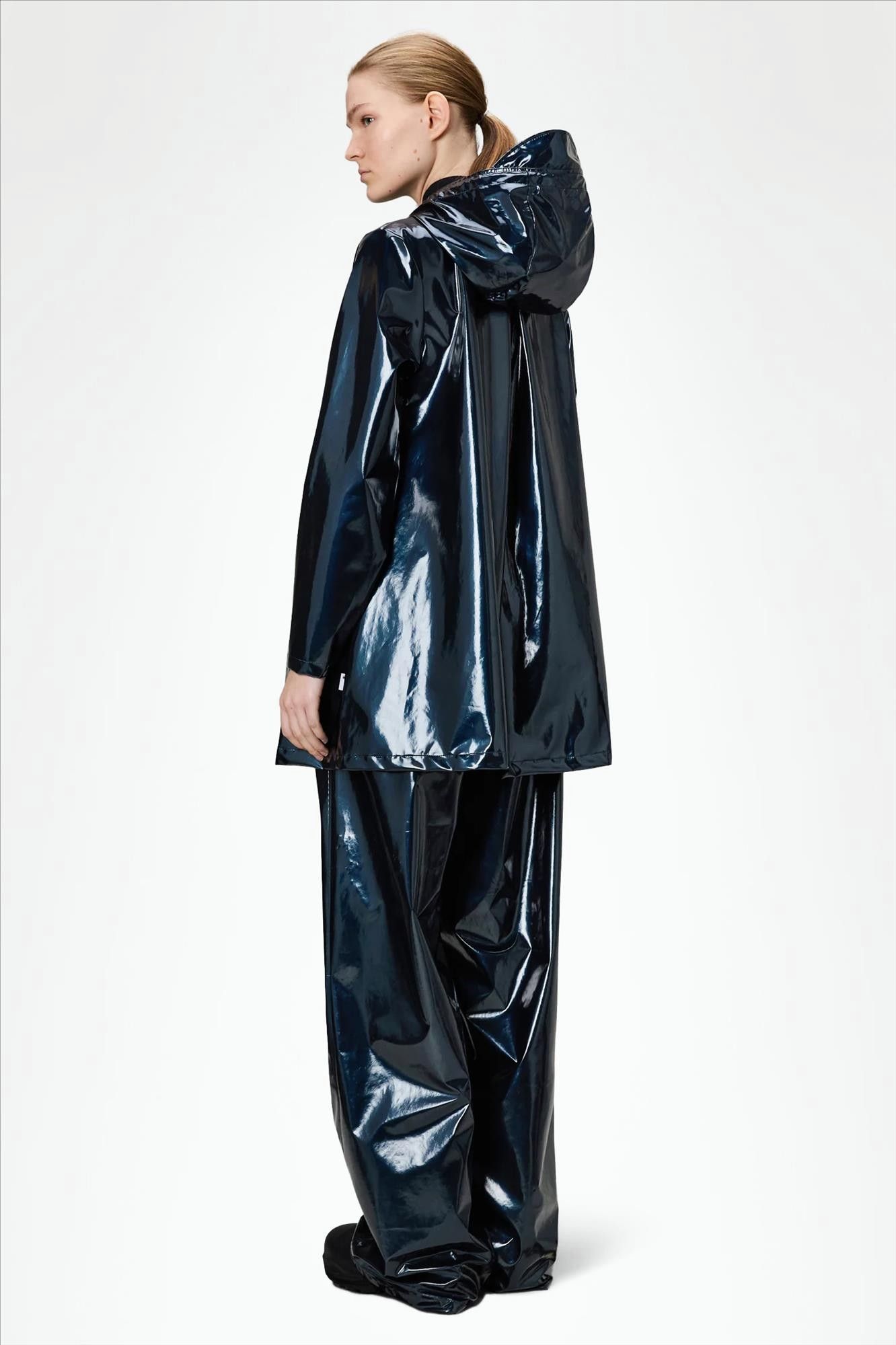 RAINS - Donkerblauwe A-Line W jas