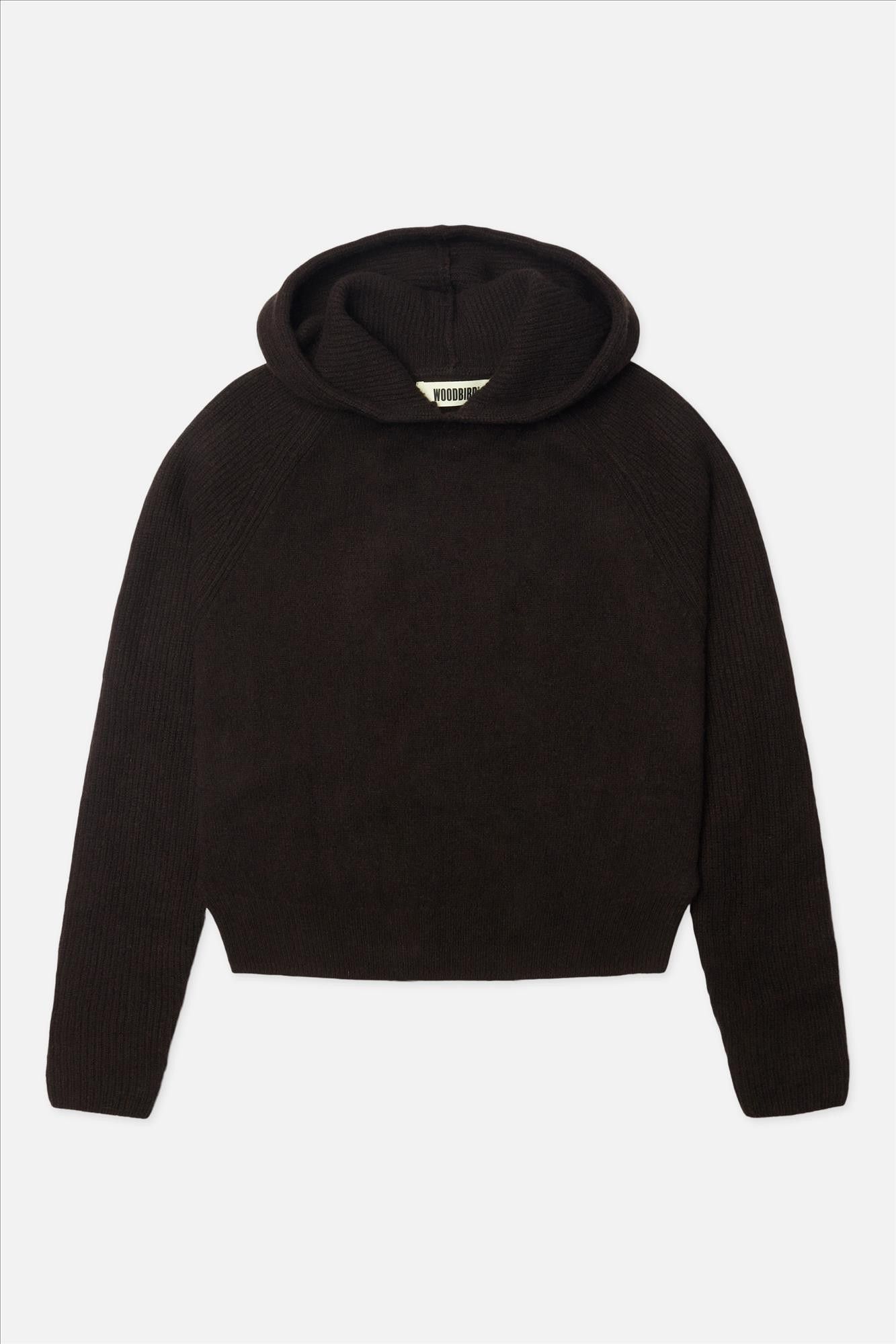 WOODBIRD - Donkerbruine Eve Knit hoodie