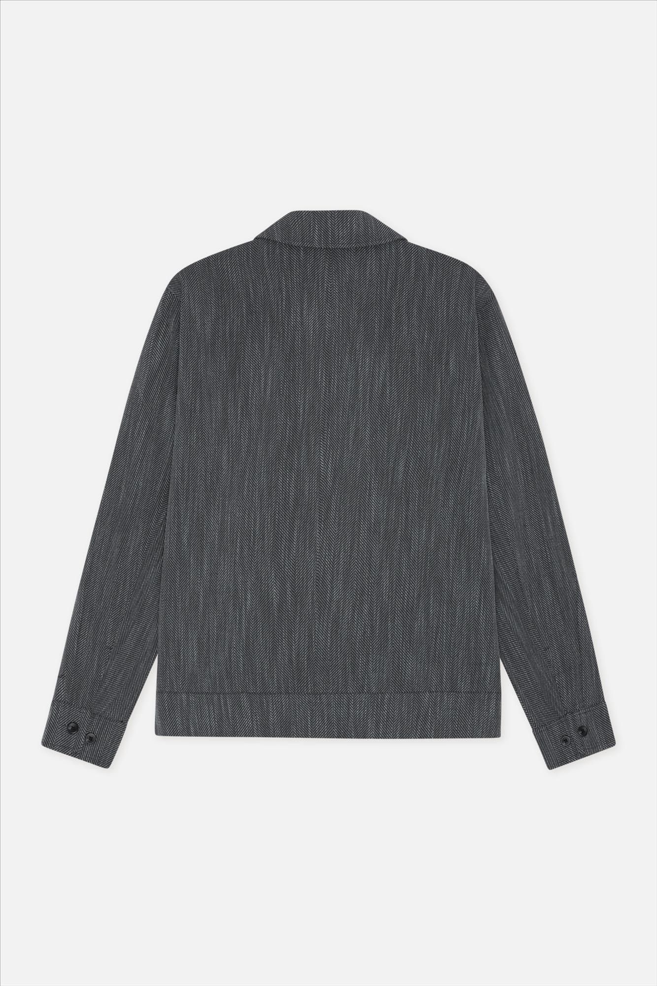 LES DEUX  - Donkergrijze Herringbone Coach jas