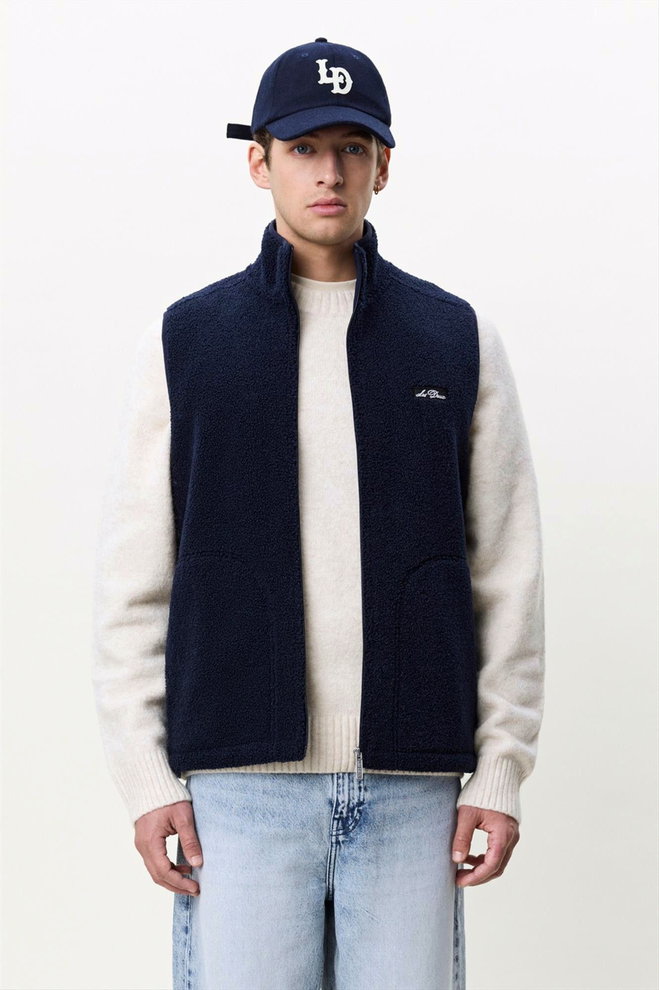 LES DEUX  - Donkerblauw Patch Teddy vestje