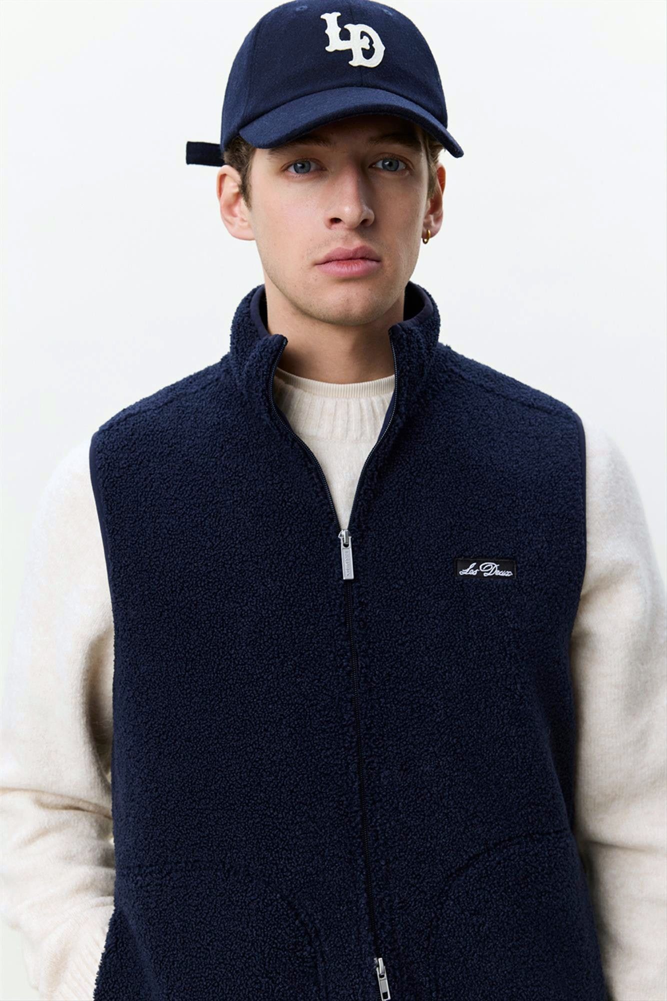 LES DEUX  - Donkerblauw Patch Teddy vestje