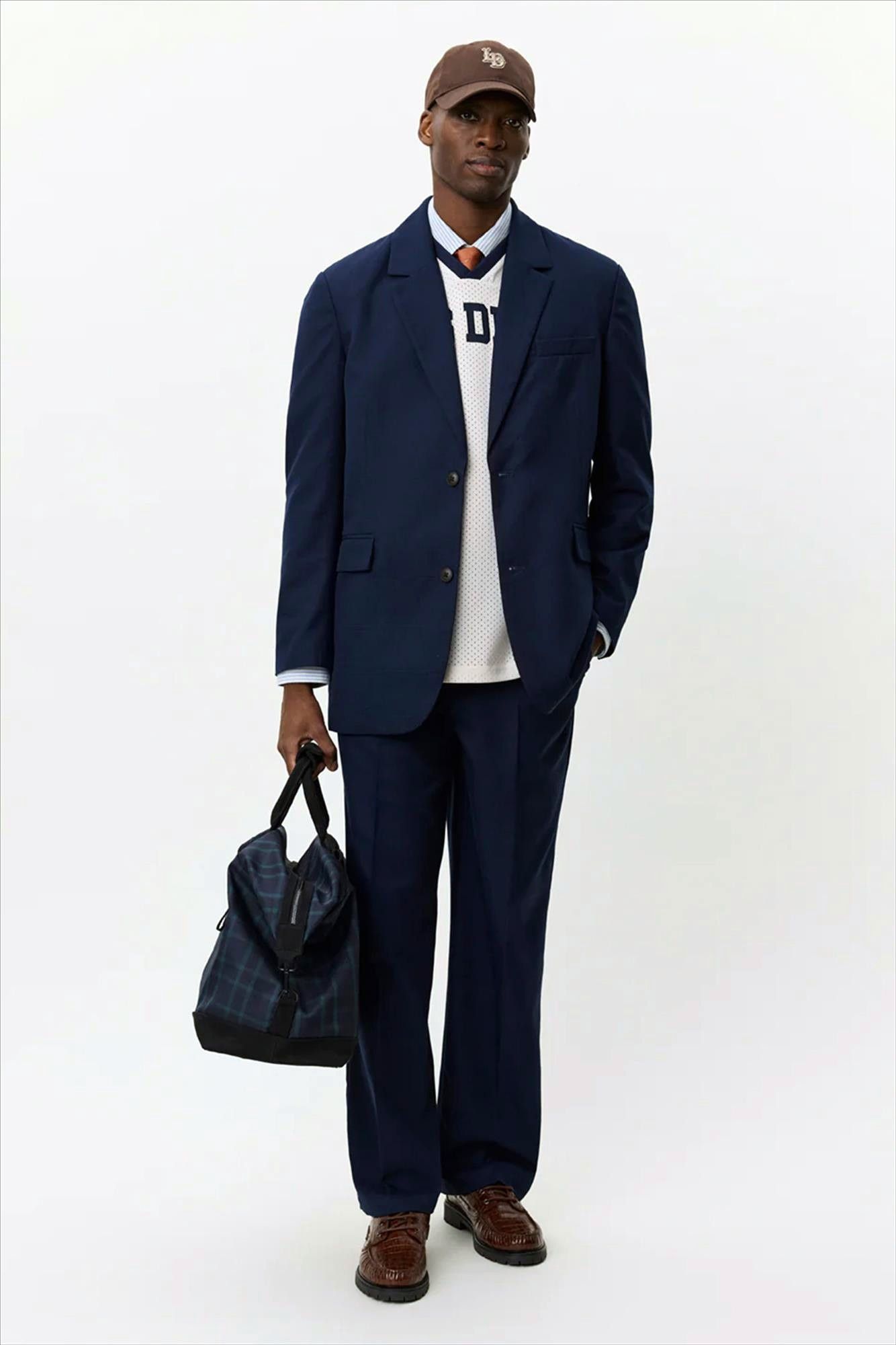 LES DEUX  - Donkerblauwe Como Houndstooth broek