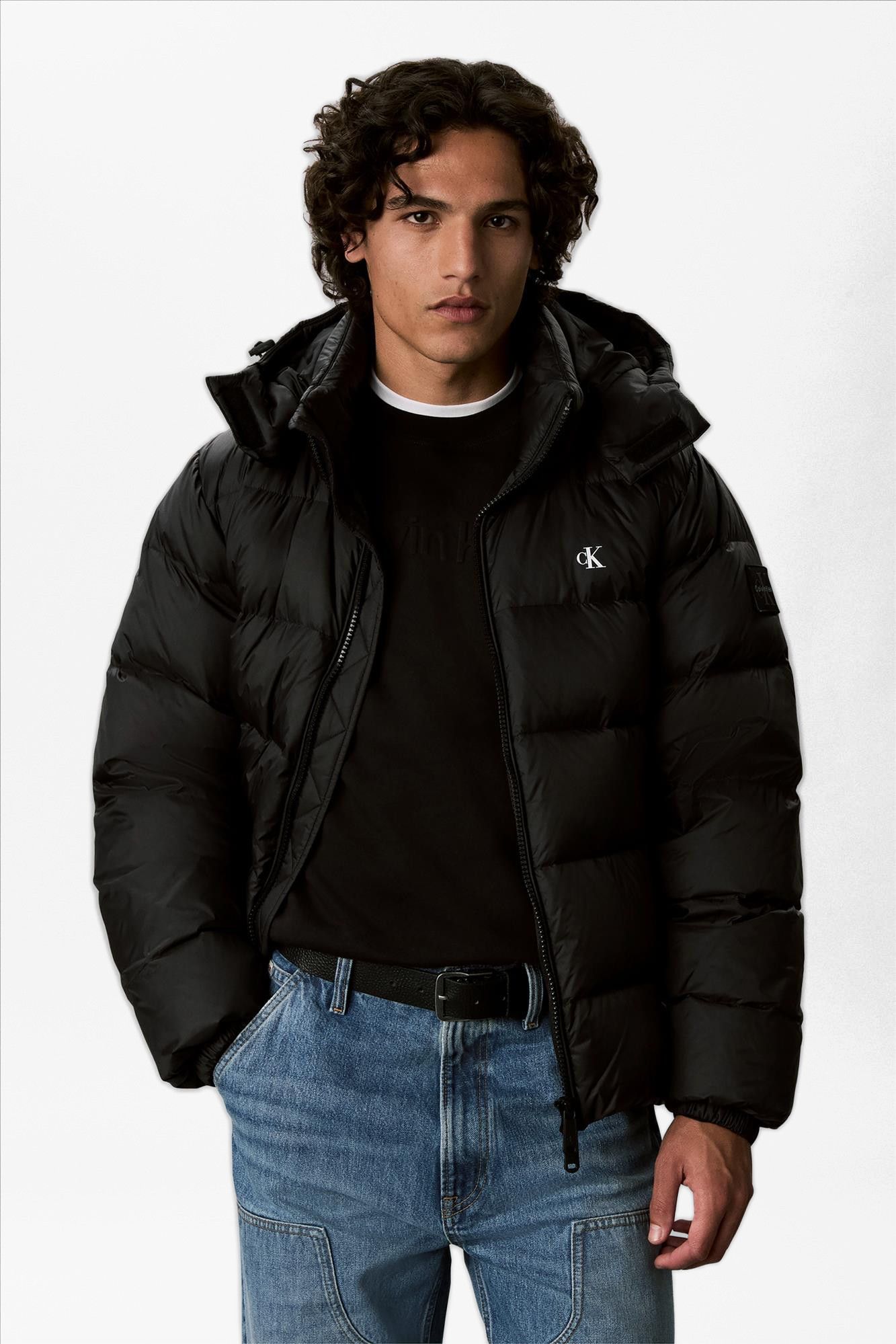 Calvin Klein Jeans - Zwarte Zip Off Hood pufferjas