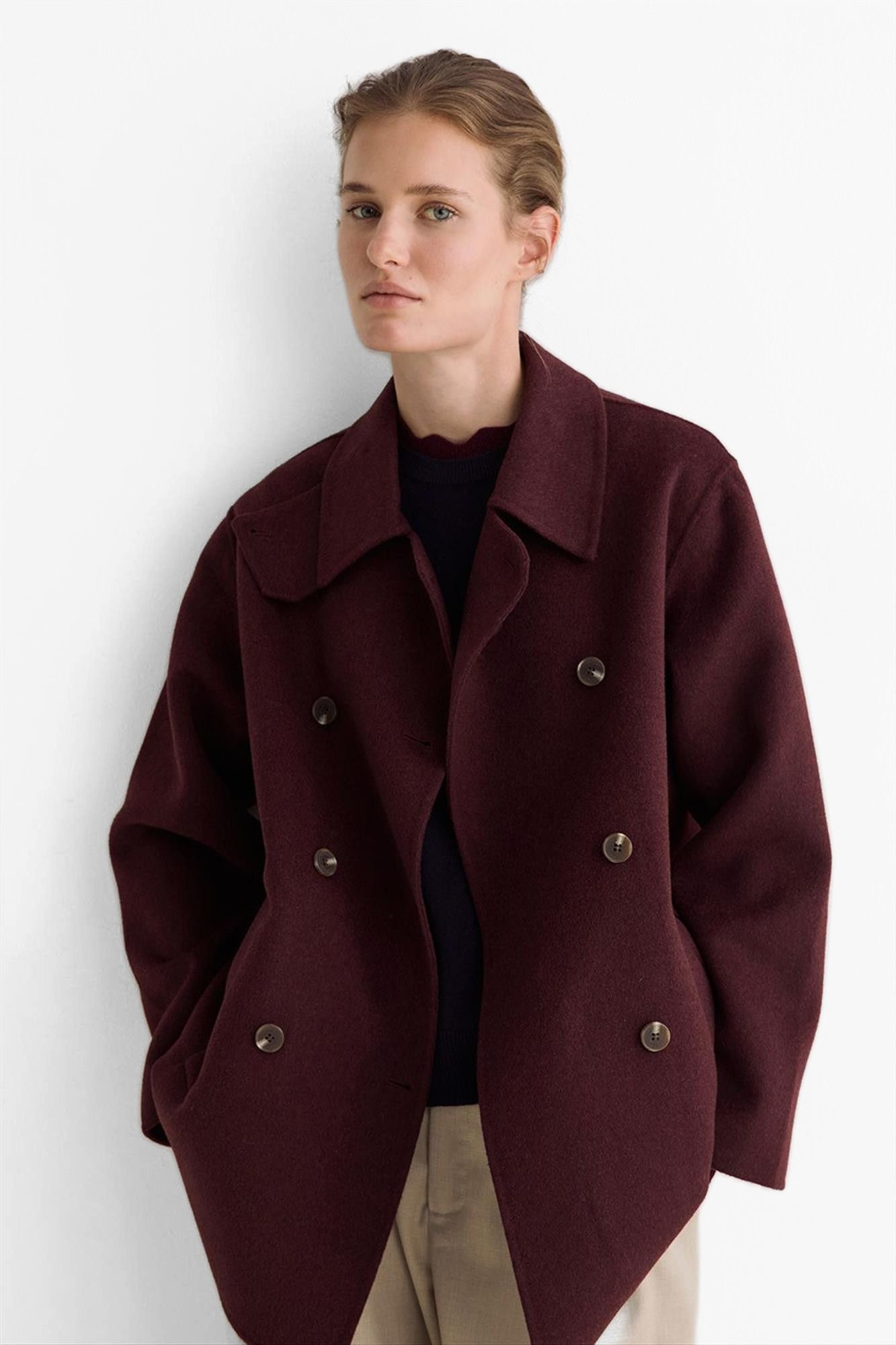 YERSE - Donkerbordeaux Mapi mantel