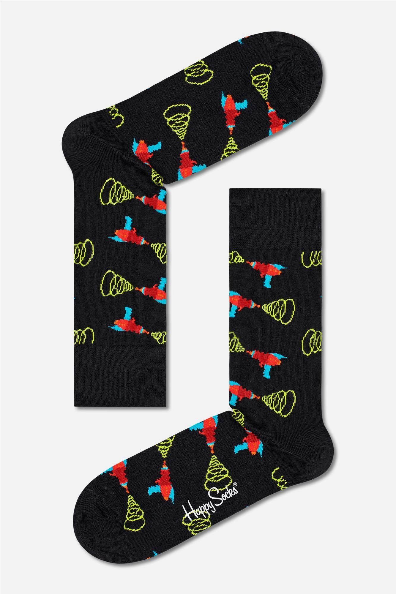 Happy Socks - Zwart-rode Lazer Quest Sokken, maat 41-46