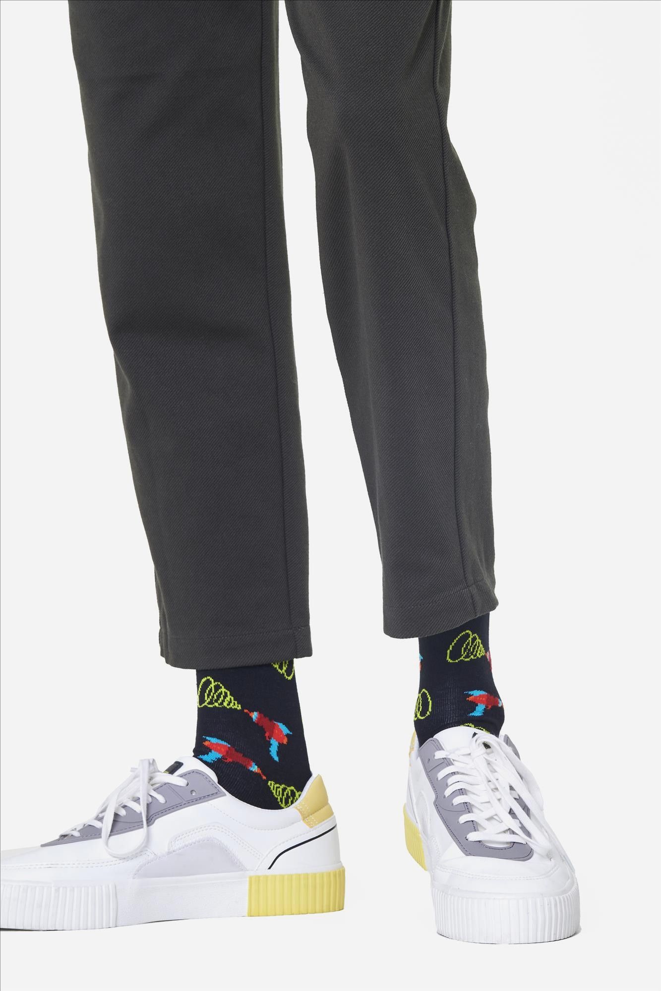 Happy Socks - Zwart-rode Lazer Quest Sokken, maat 41-46