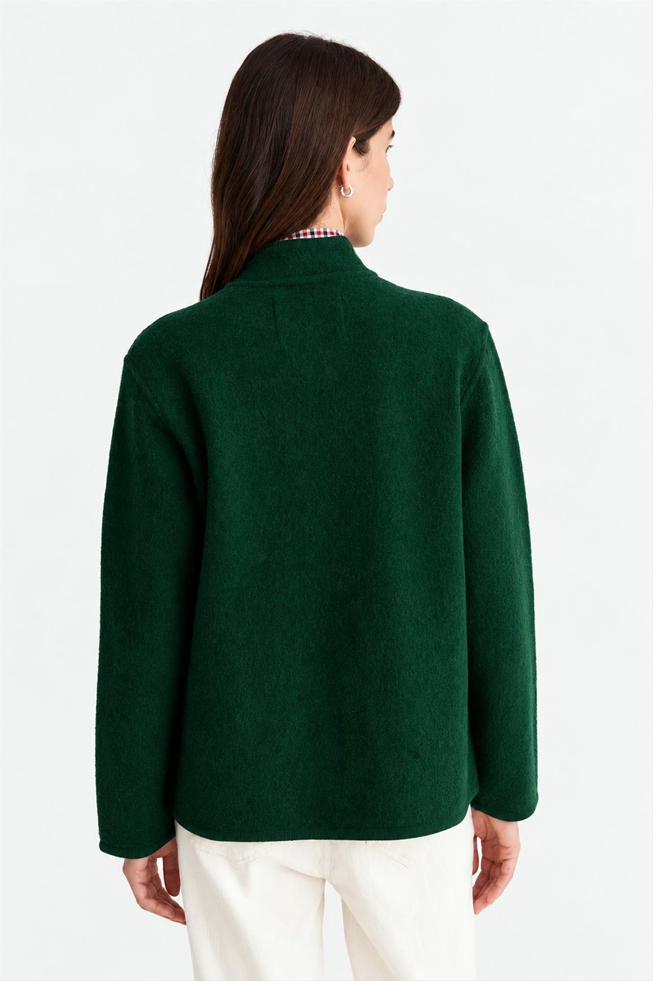YERSE - Donkergroen Short Boiled Wool jasje