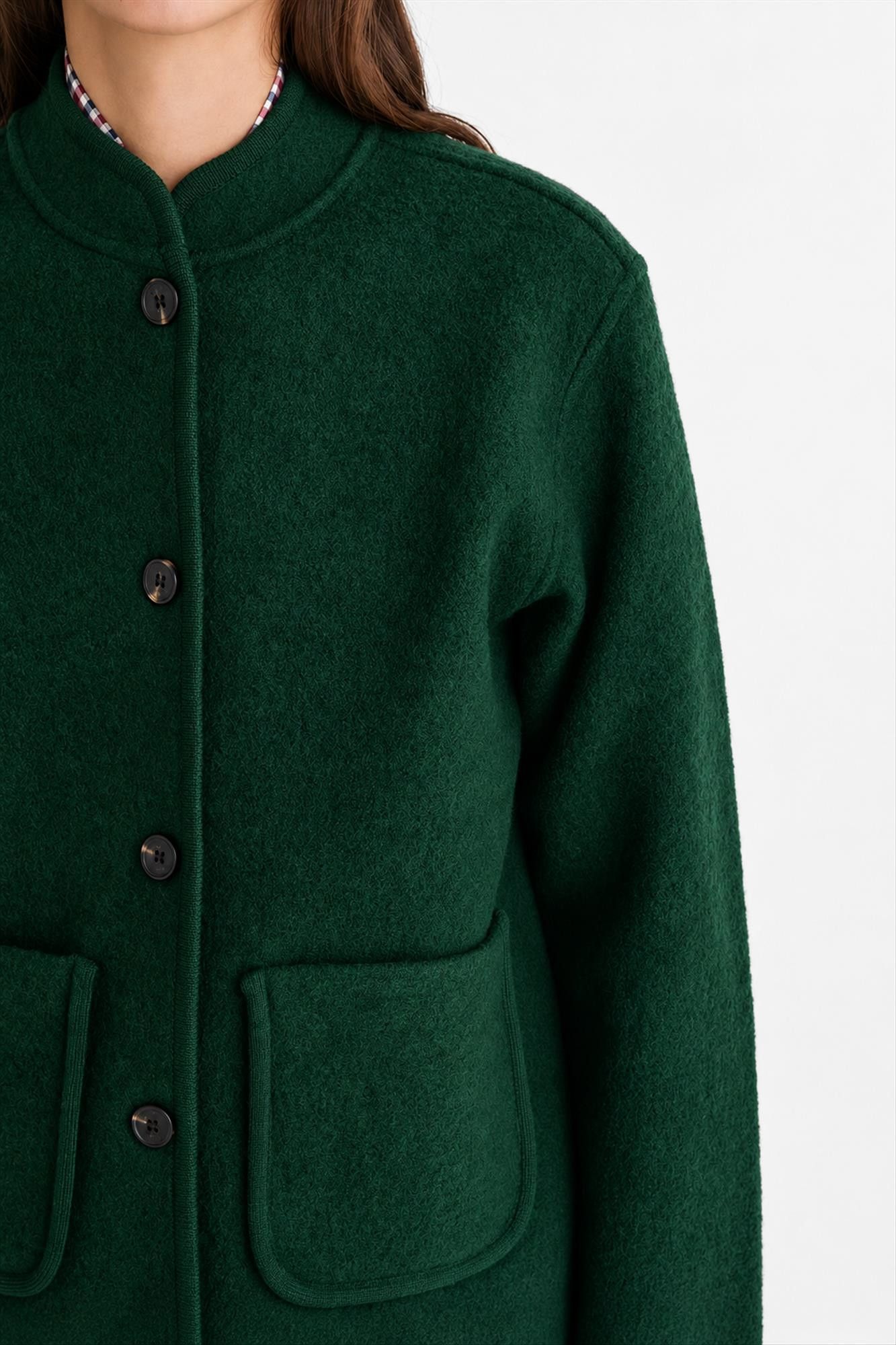 YERSE - Donkergroen Short Boiled Wool jasje