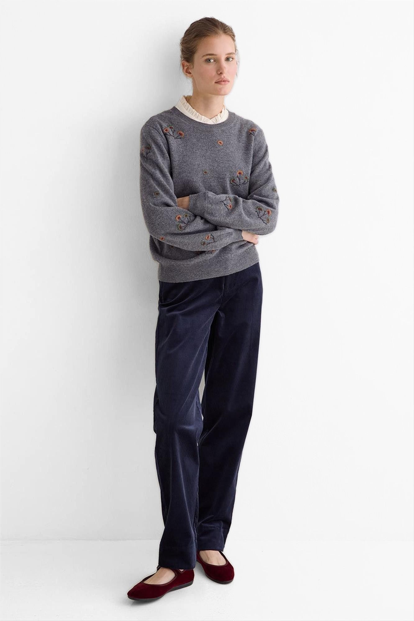 YERSE - Donkerblauwe Kendall Corduroy broek