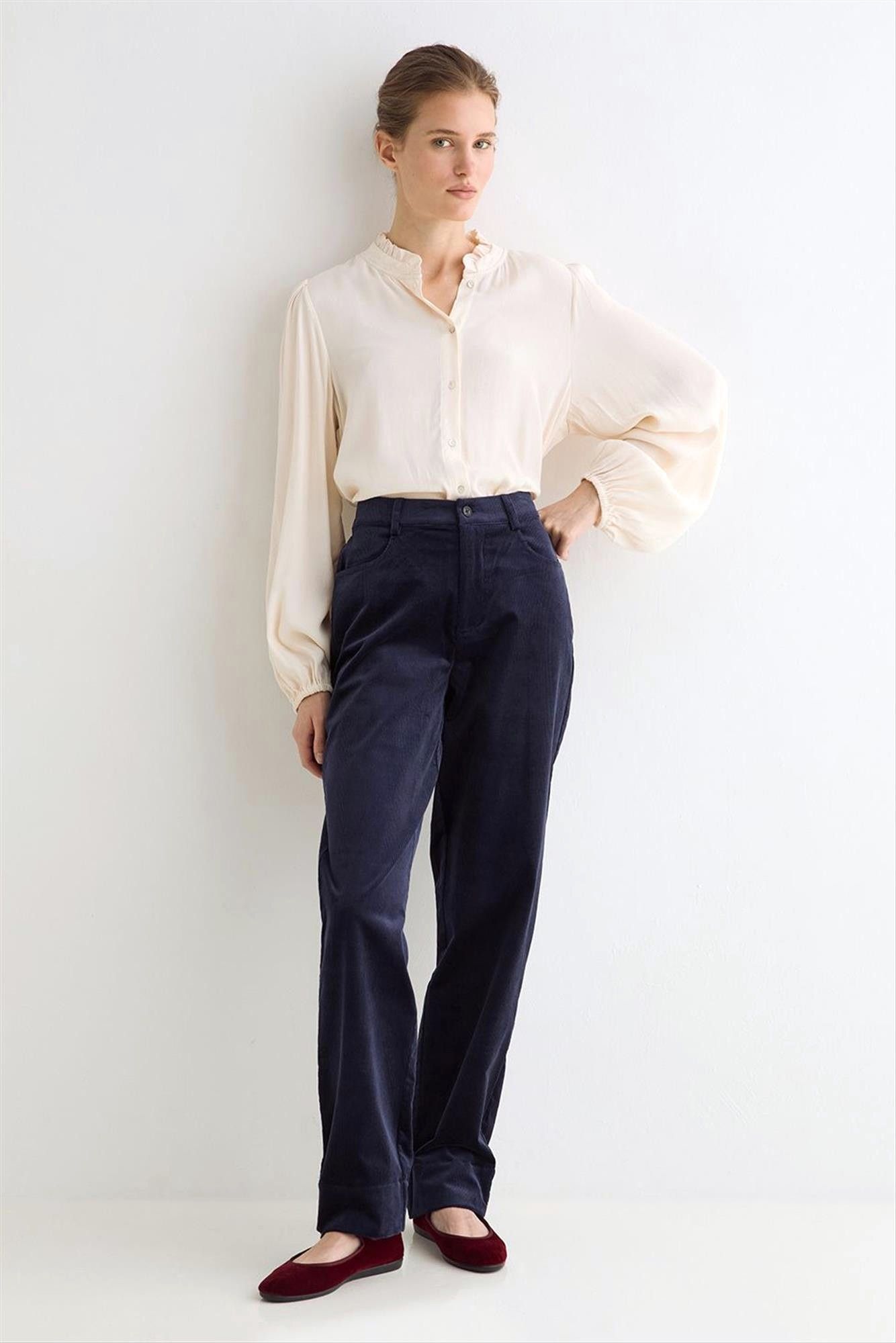 YERSE - Donkerblauwe Kendall Corduroy broek