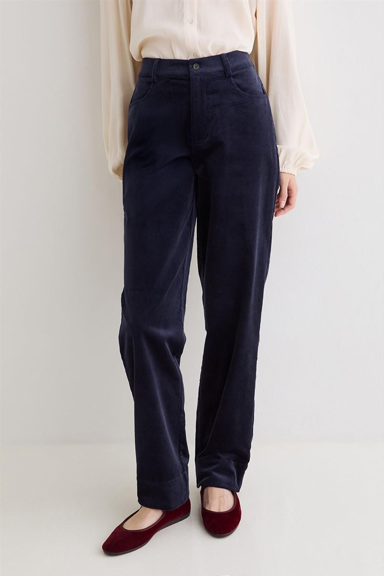 YERSE - Donkerblauwe Kendall Corduroy broek
