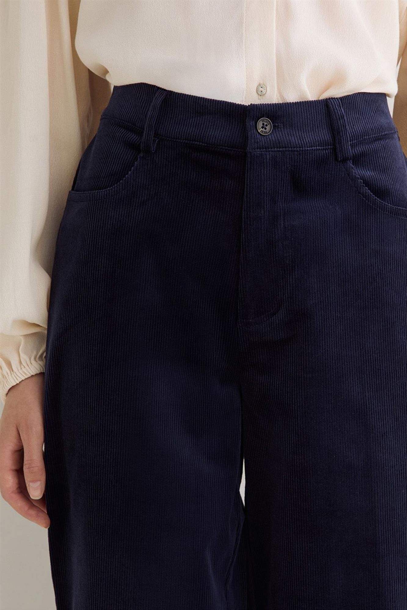 YERSE - Donkerblauwe Kendall Corduroy broek