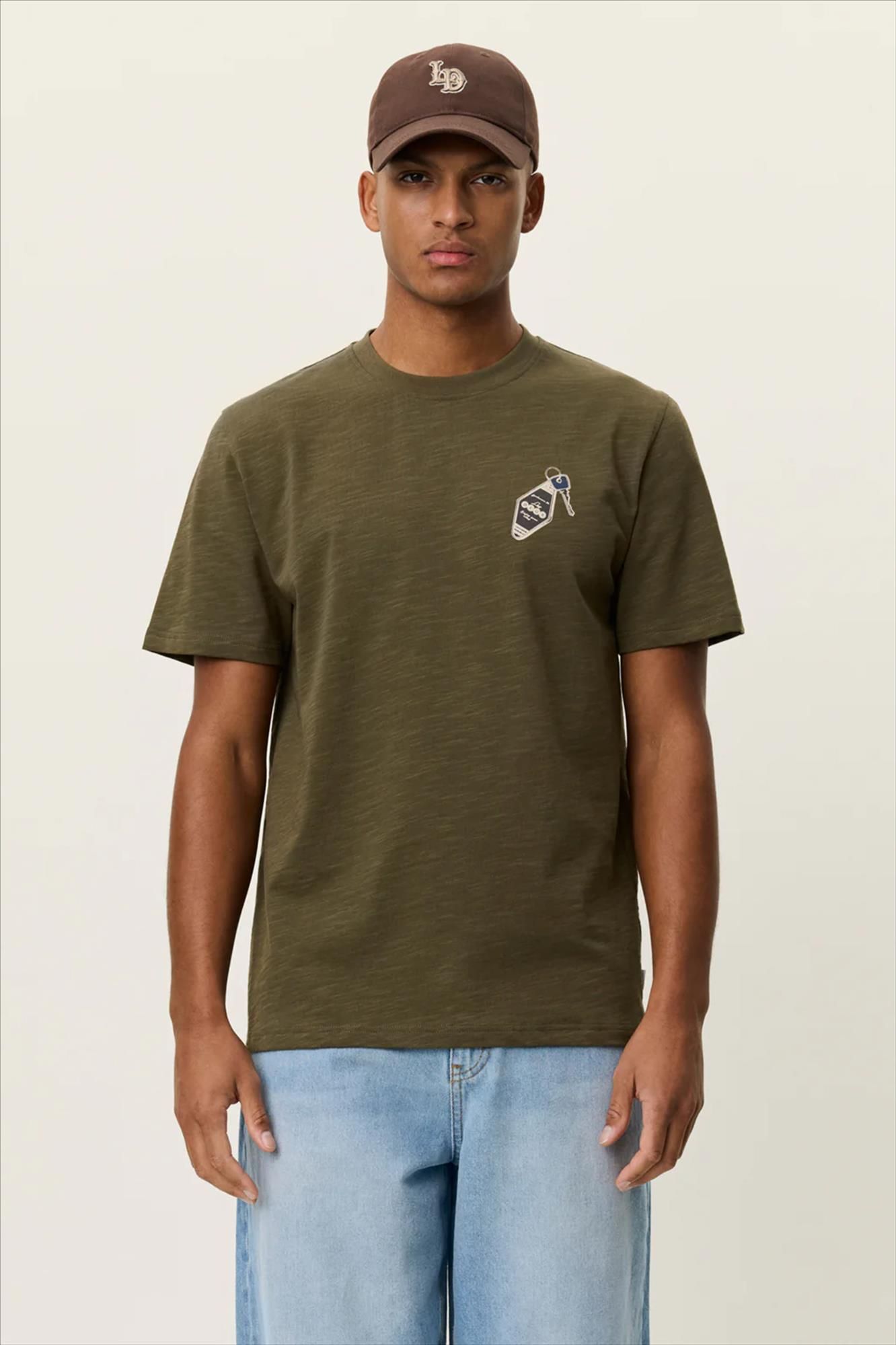 LES DEUX  - Olijfgroene Ben Troy T-shirt