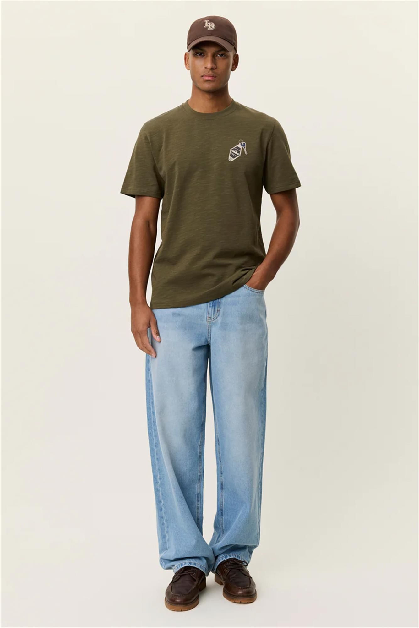 LES DEUX  - Olijfgroene Ben Troy T-shirt