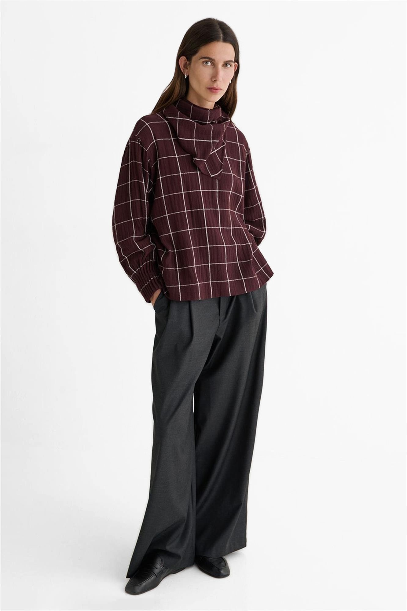 YERSE - Donkerpaarse Freddo blouse