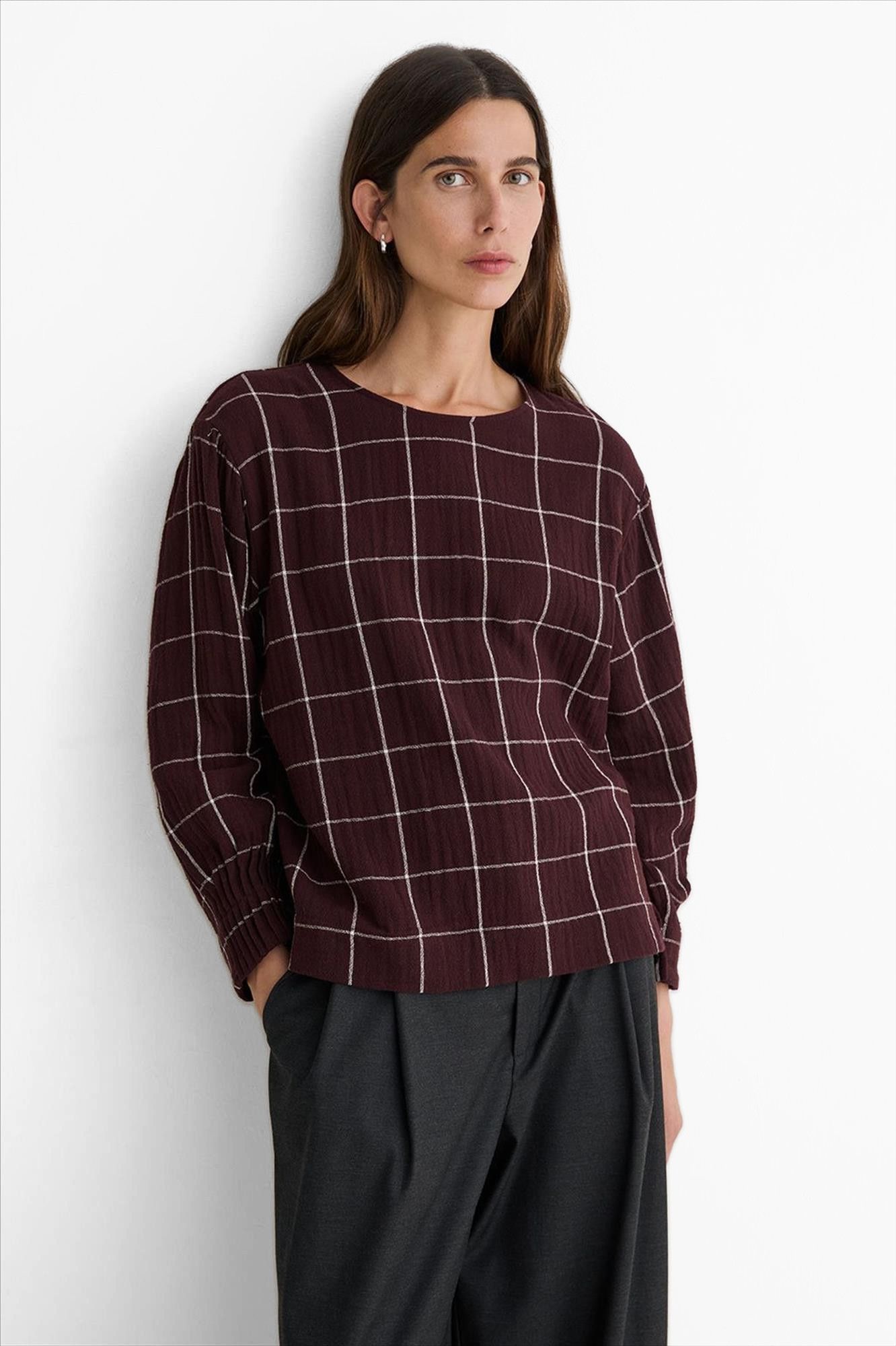 YERSE - Donkerpaarse Freddo blouse