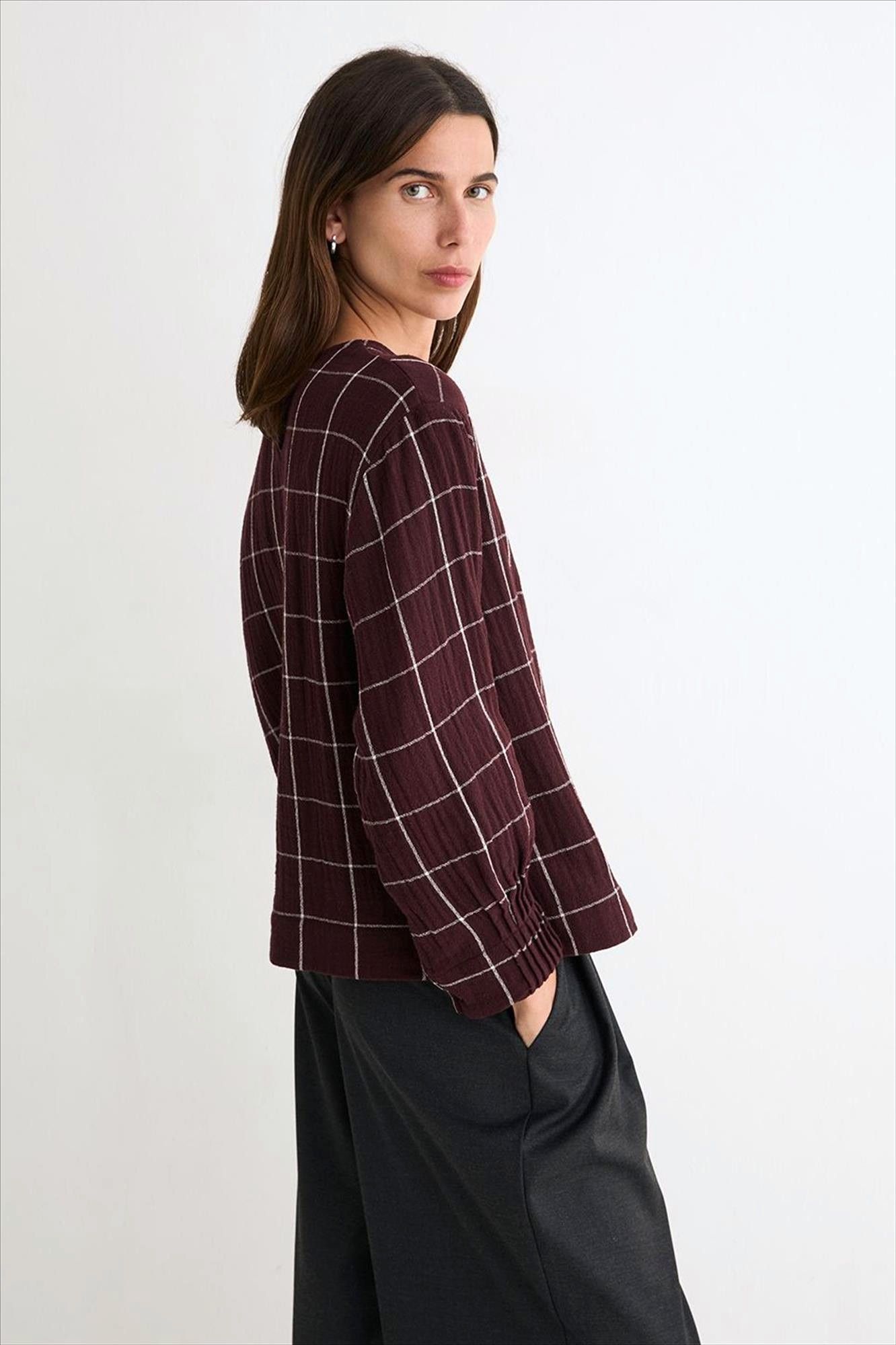 YERSE - Donkerpaarse Freddo blouse