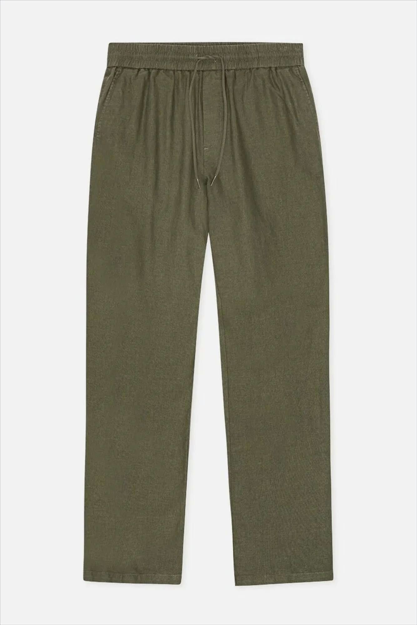 LES DEUX  - Olijfgroene Patrick Linen broek