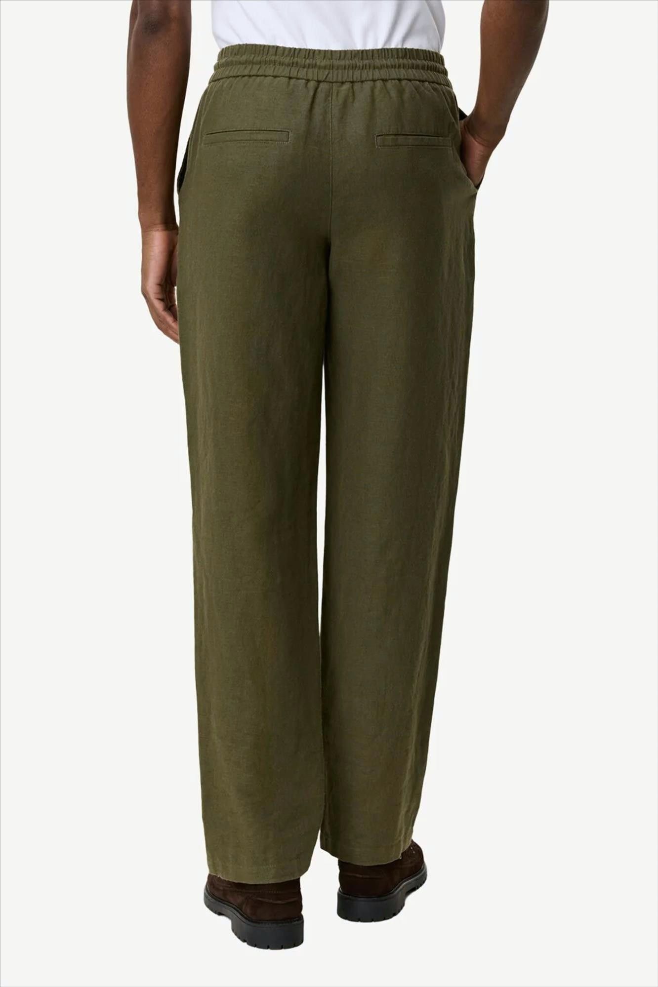 LES DEUX  - Olijfgroene Patrick Linen broek