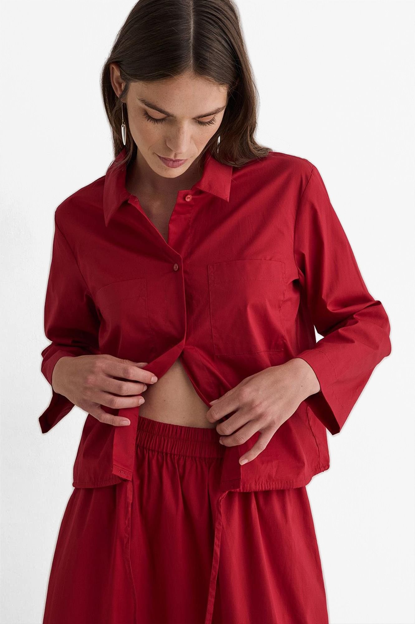 YERSE - Rode Poplin blouse