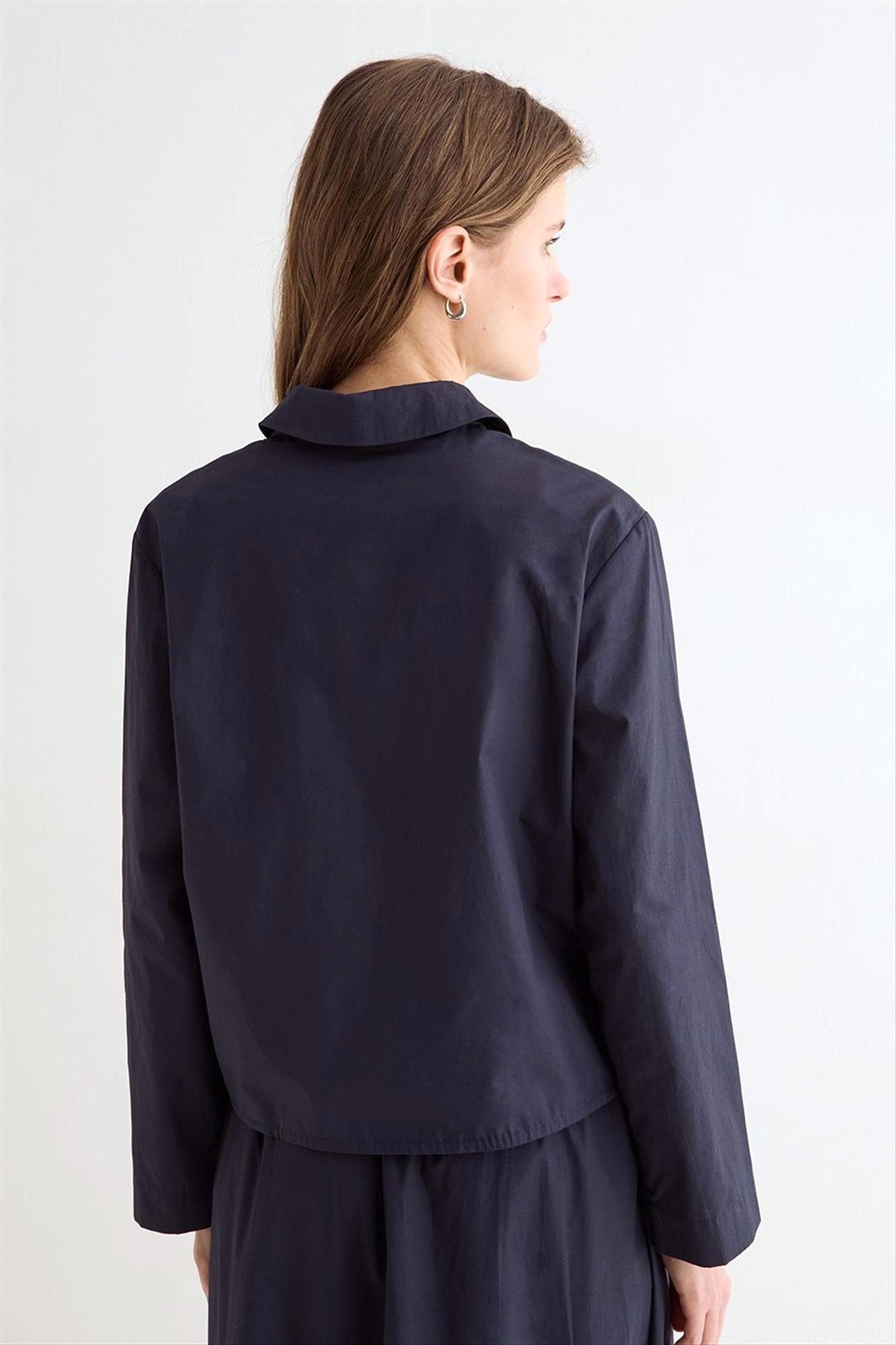 YERSE - Donkerblauwe Poplin blouse