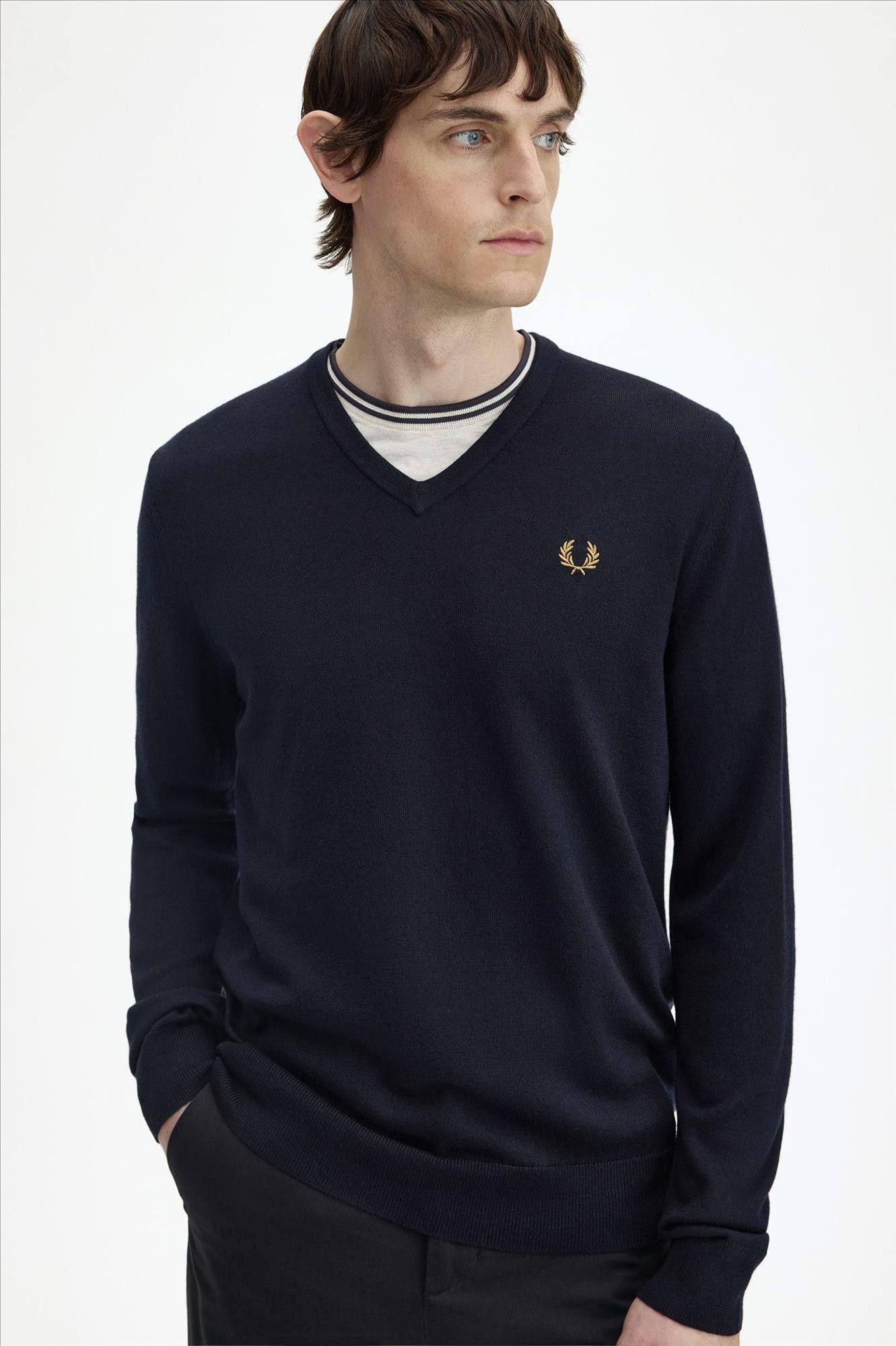 Fred Perry - Donkerblauwe Classic V trui