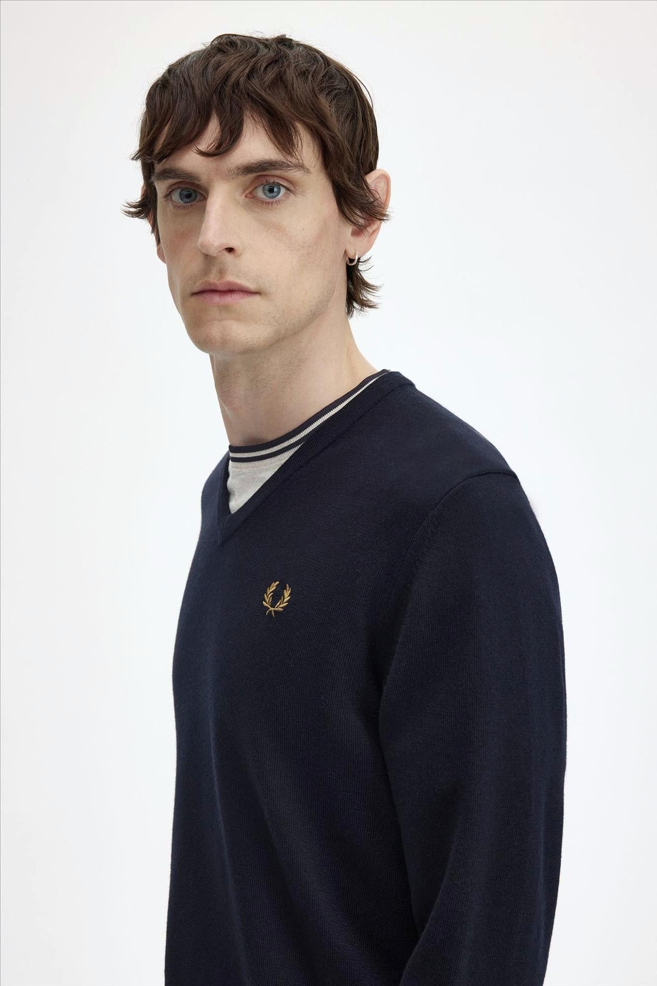 Fred Perry - Donkerblauwe Classic V trui