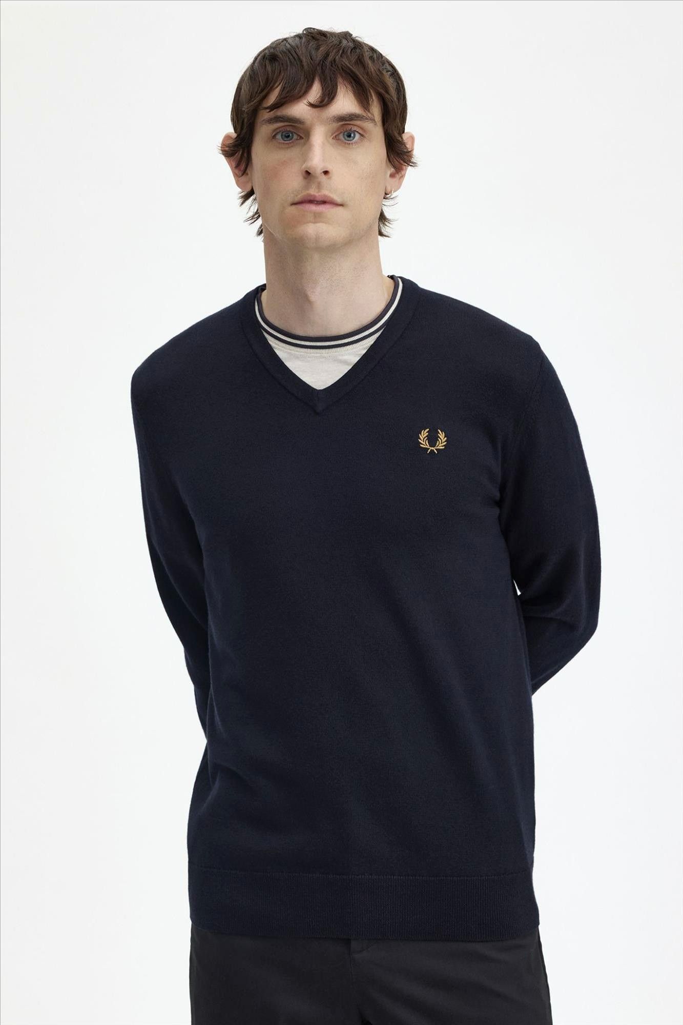 Fred Perry - Donkerblauwe Classic V trui