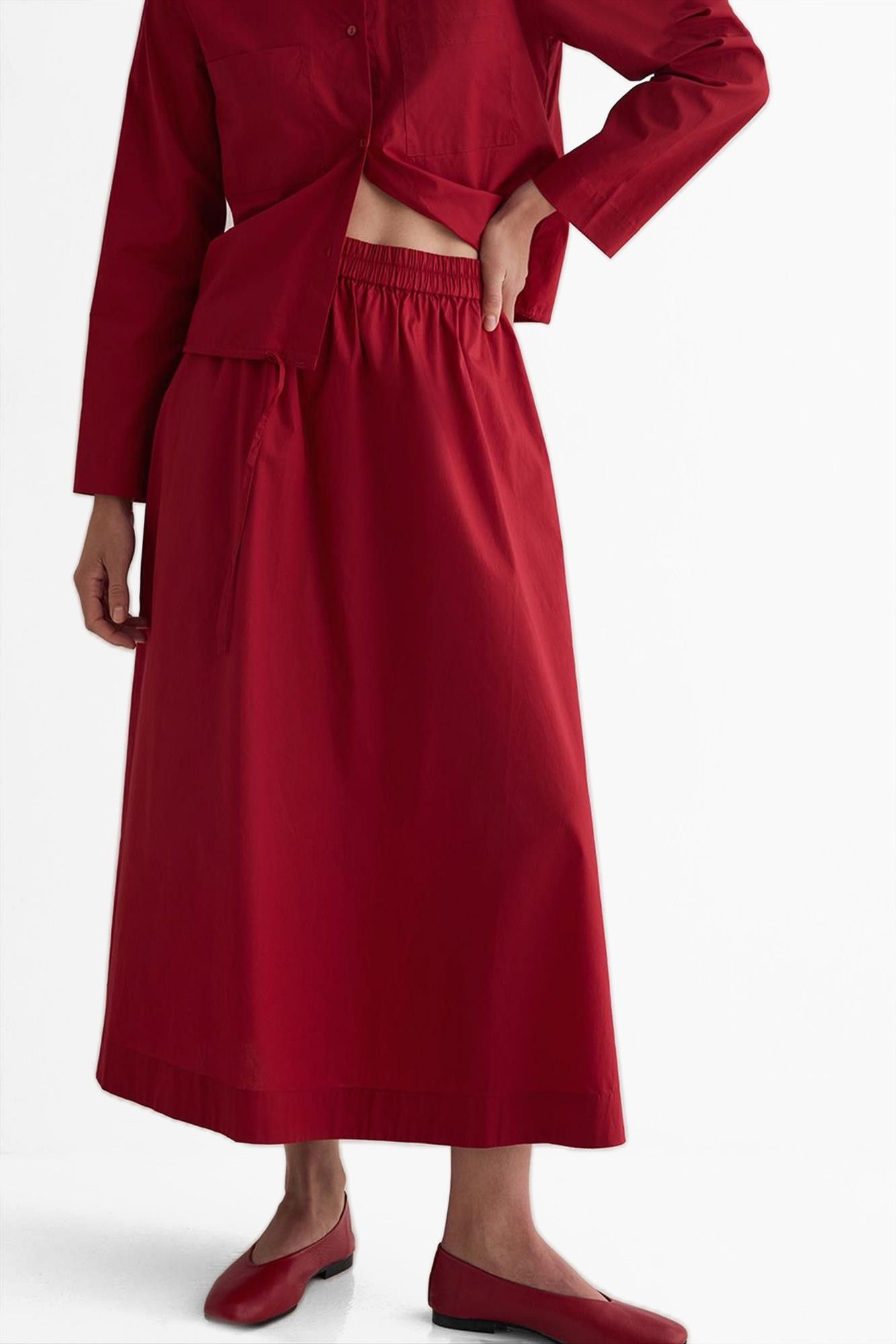 YERSE - Rode Poplin Midi rok