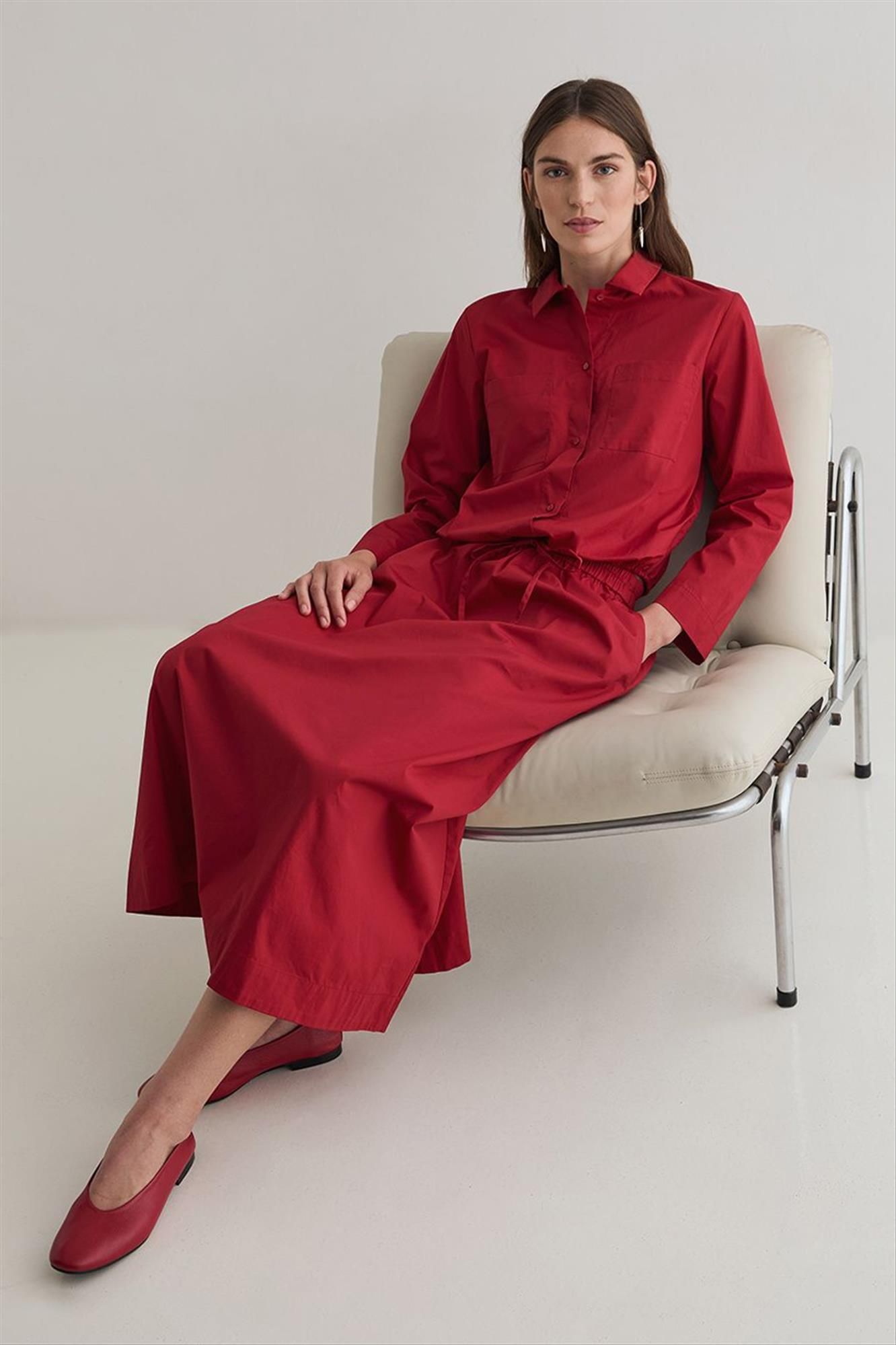YERSE - Rode Poplin Midi rok