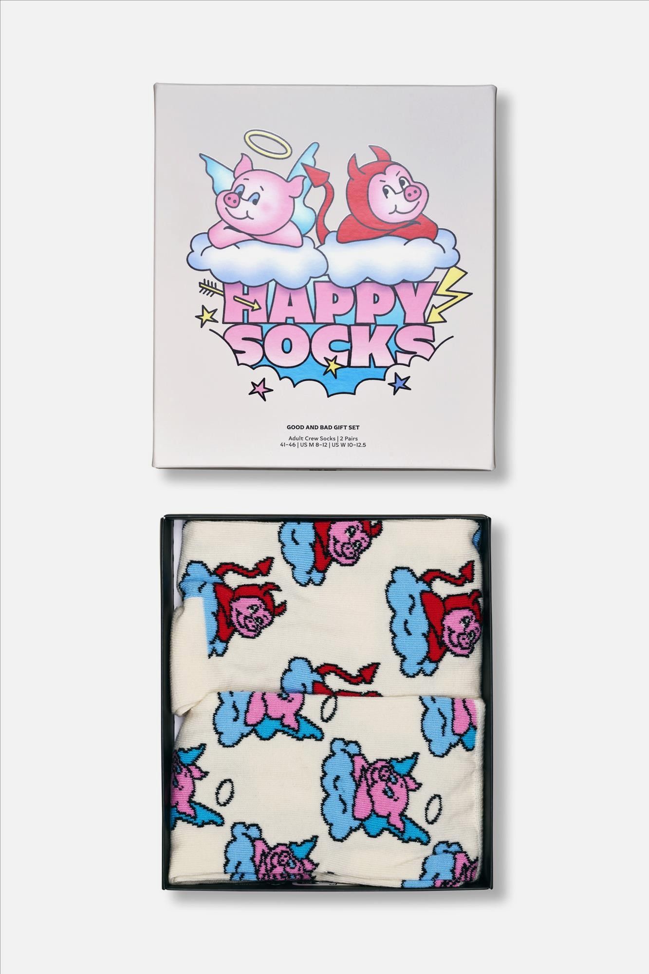 Happy Socks - Witte 2-pack Good Bad Pig sokken, maat: 36-40