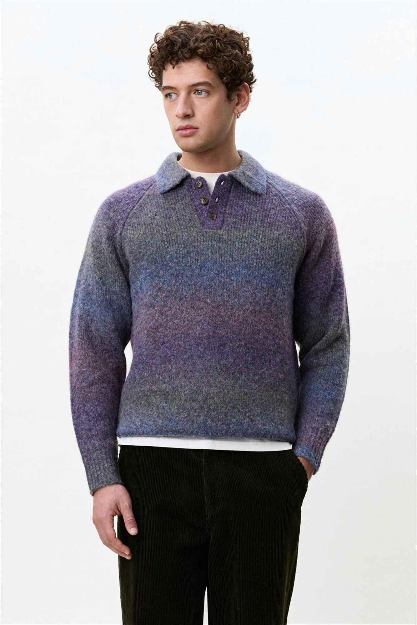 LES DEUX  - Paarse Gradient Knitted polo