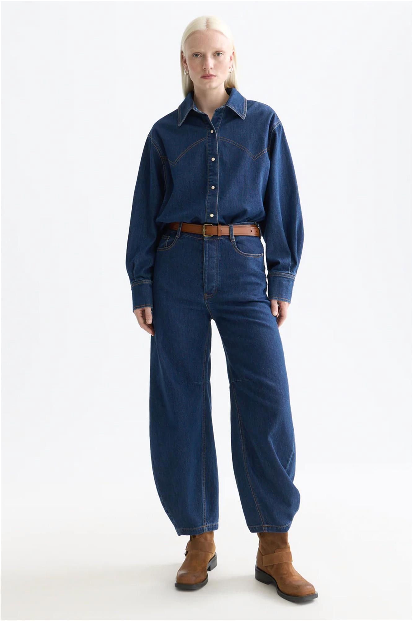 Scotch & Soda - Donkerblauwe The Loop barrel jeans