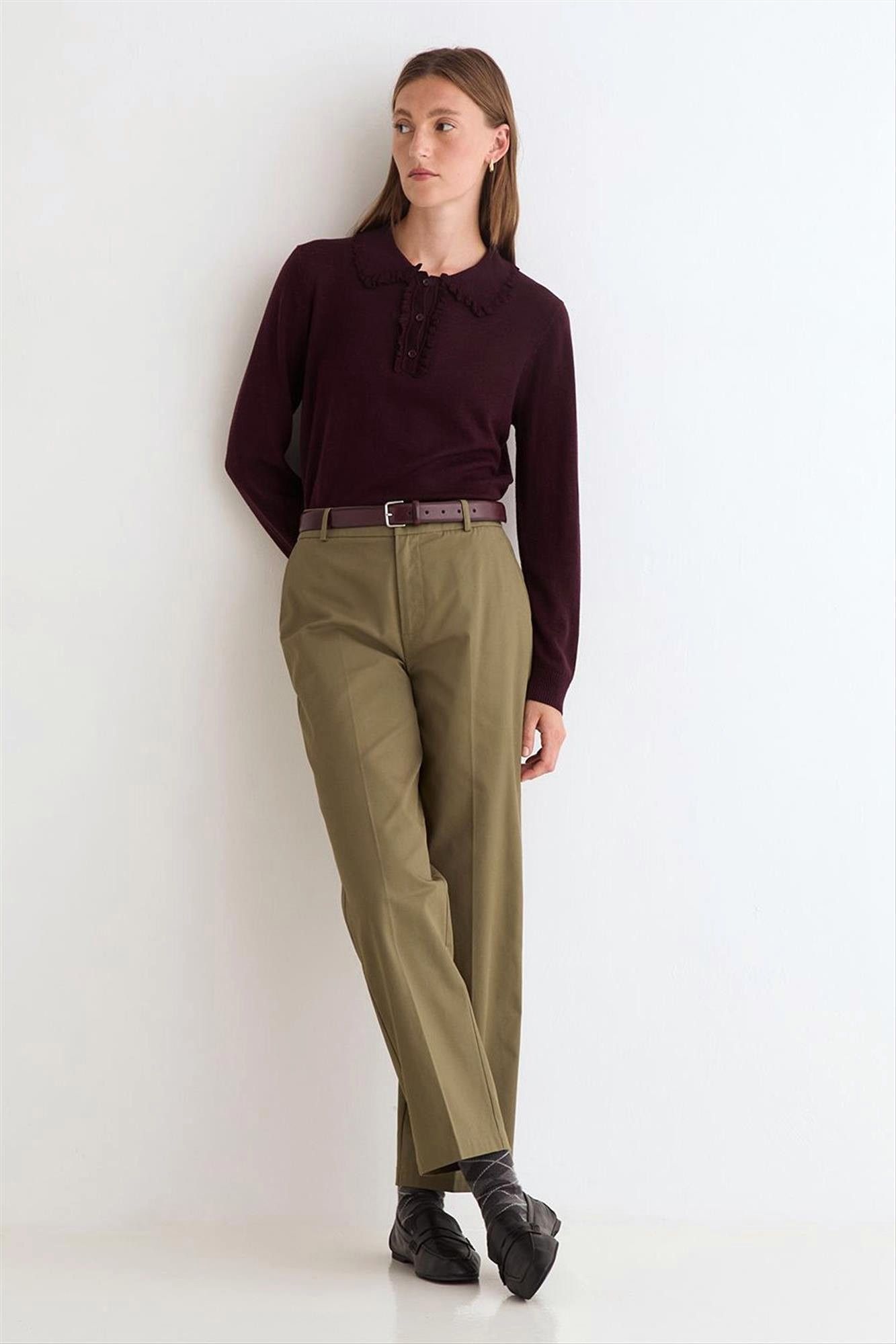 YERSE - Olijfgroene Straight chino
