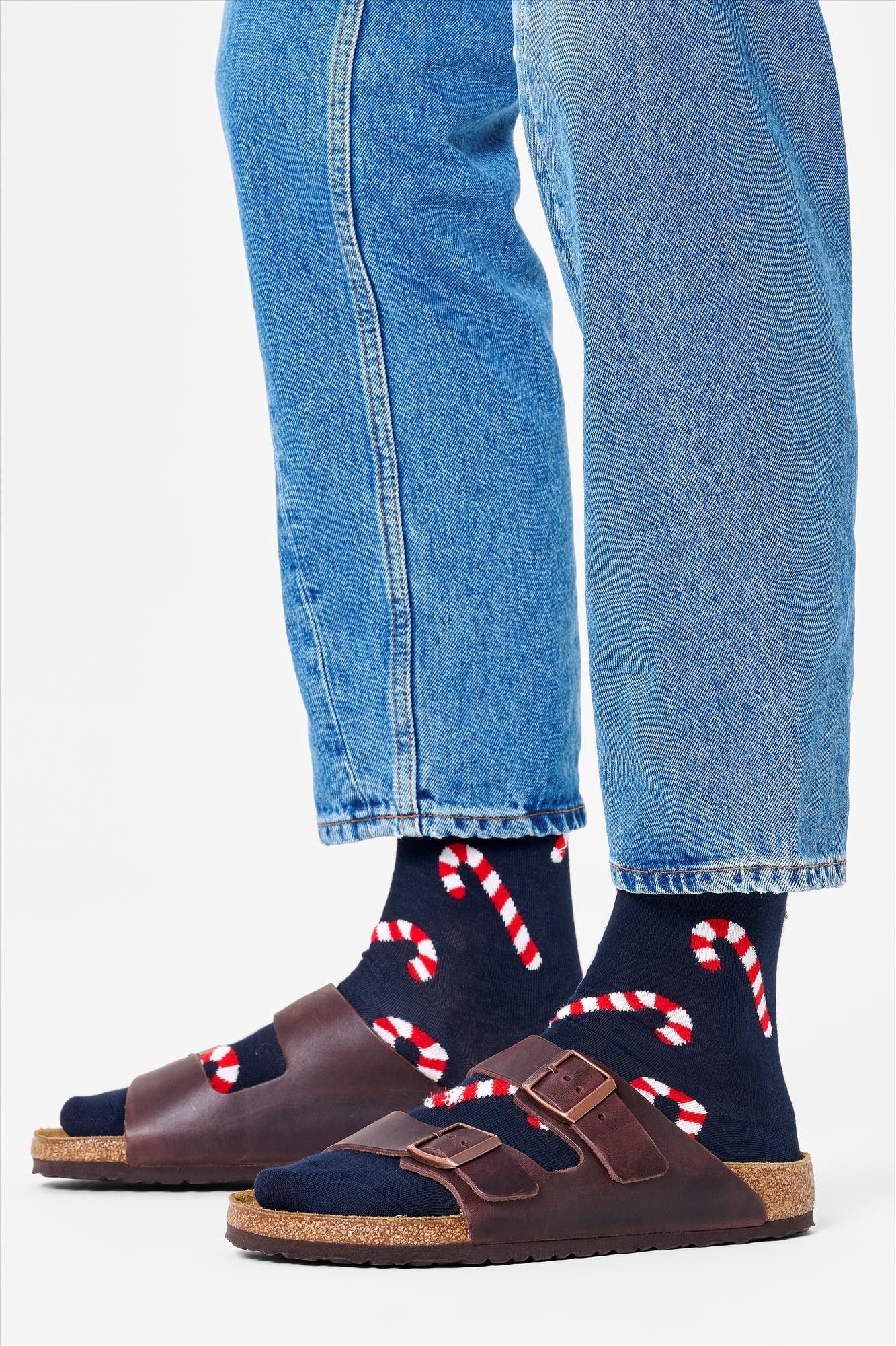 Happy Socks - Donkerblauwe Candy Cane sokken, maat: 41-46