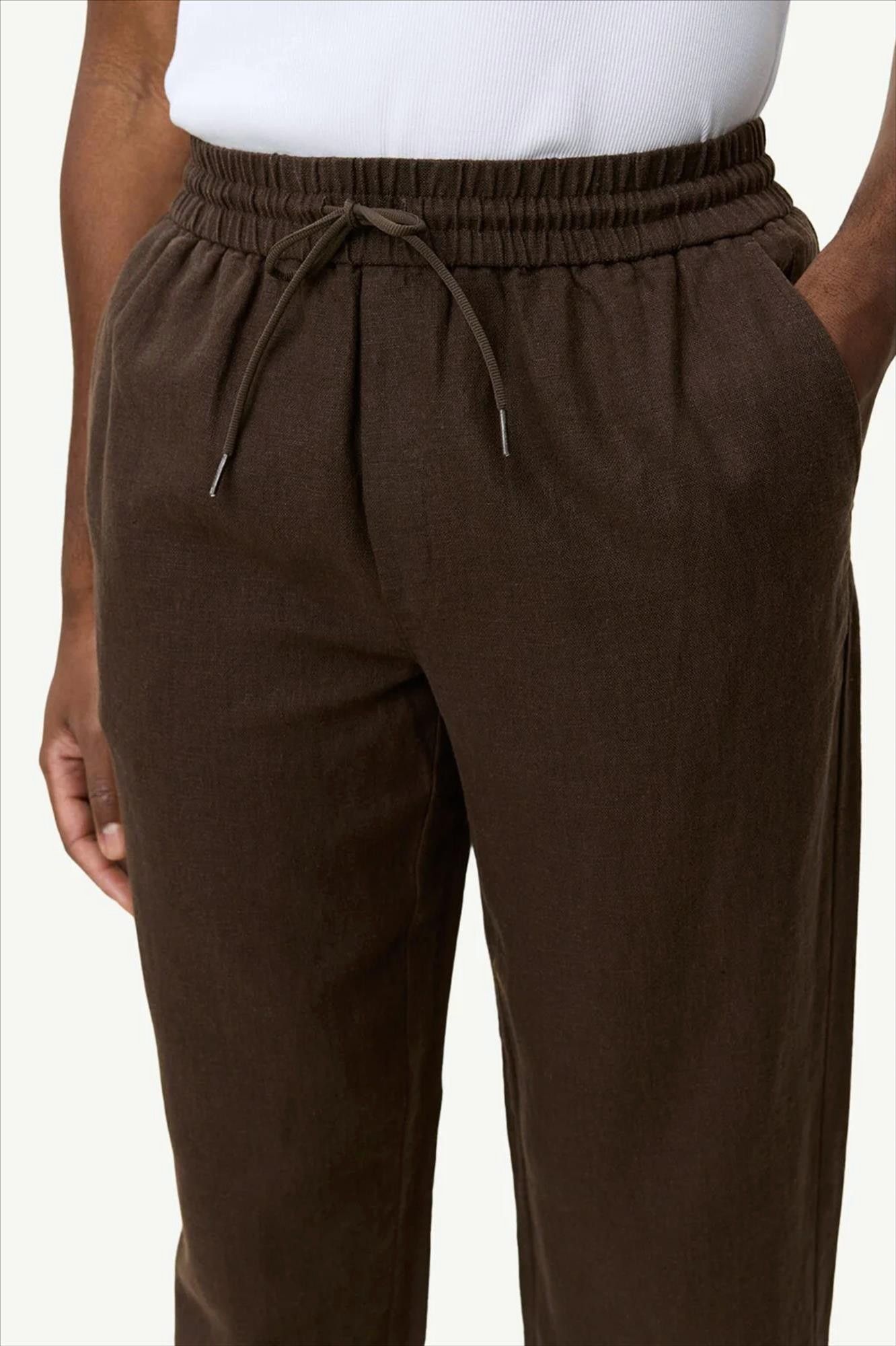 LES DEUX  - Donkerbruine Patrick Linen broek