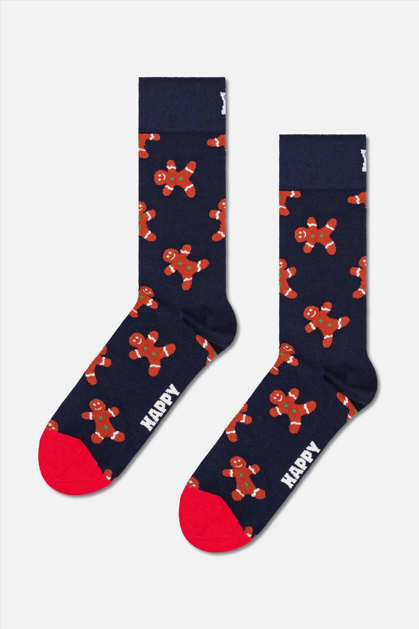 Happy Socks - Donkerblauwe Gingerbread Man sokken, maat: 41-46