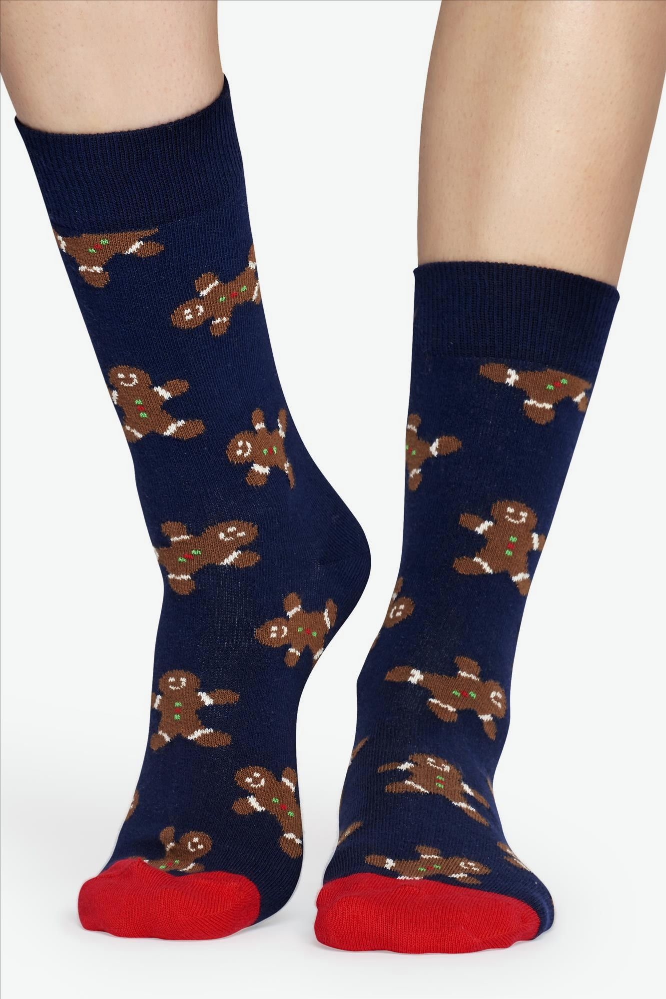 Happy Socks - Donkerblauwe Gingerbread Man sokken, maat: 41-46